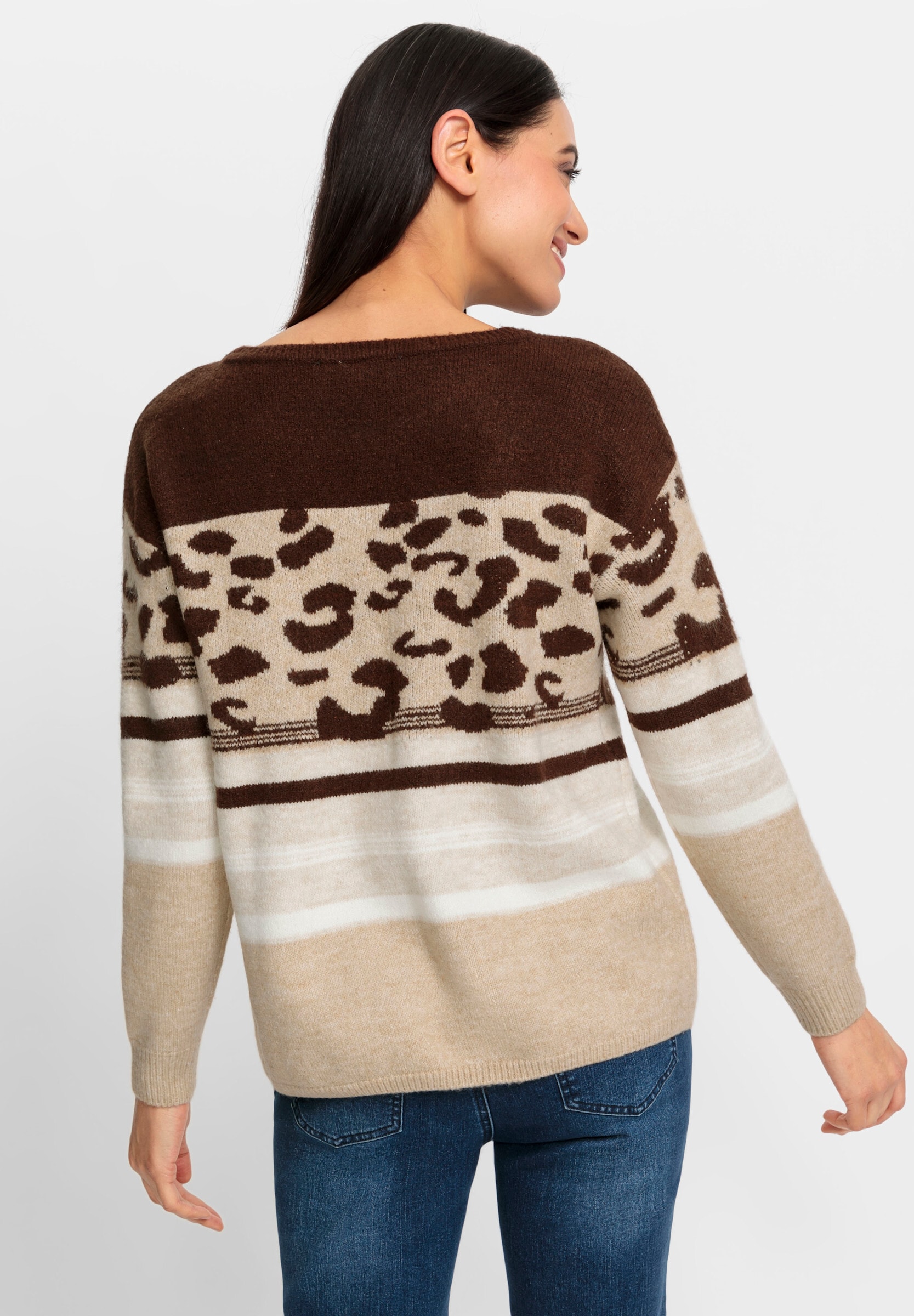 heine Longpullover »Pullover Rundhalspullover im Muster-Mix«