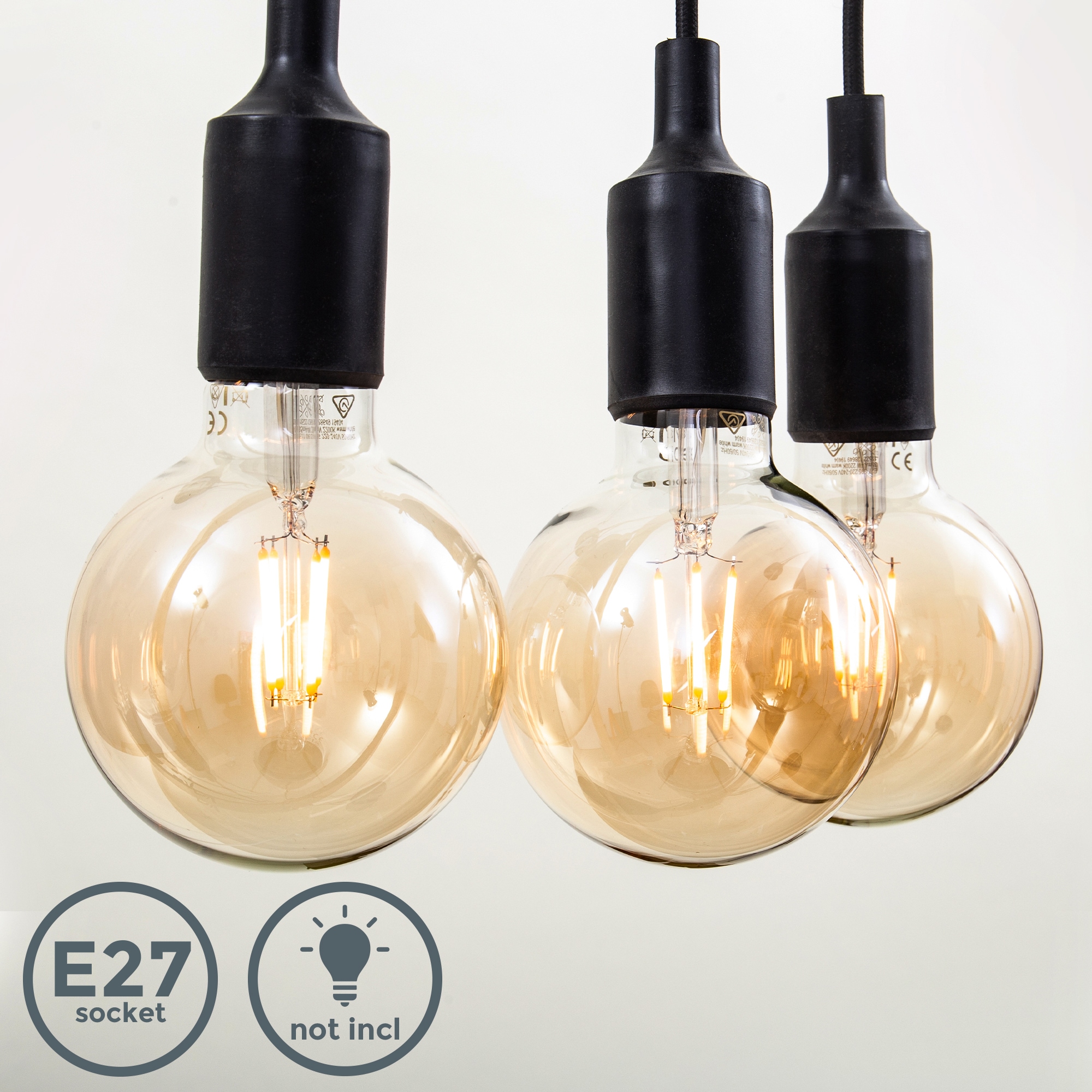 | 2m B.K.Licht LED Hängeleuchte, Deckenlampe, Jahren Nordic, 3 Garantie Retro 3 XXL online Pendelleuchte flammig-flammig, schwarz, kaufen mit Hängelampe, »Nordic«,