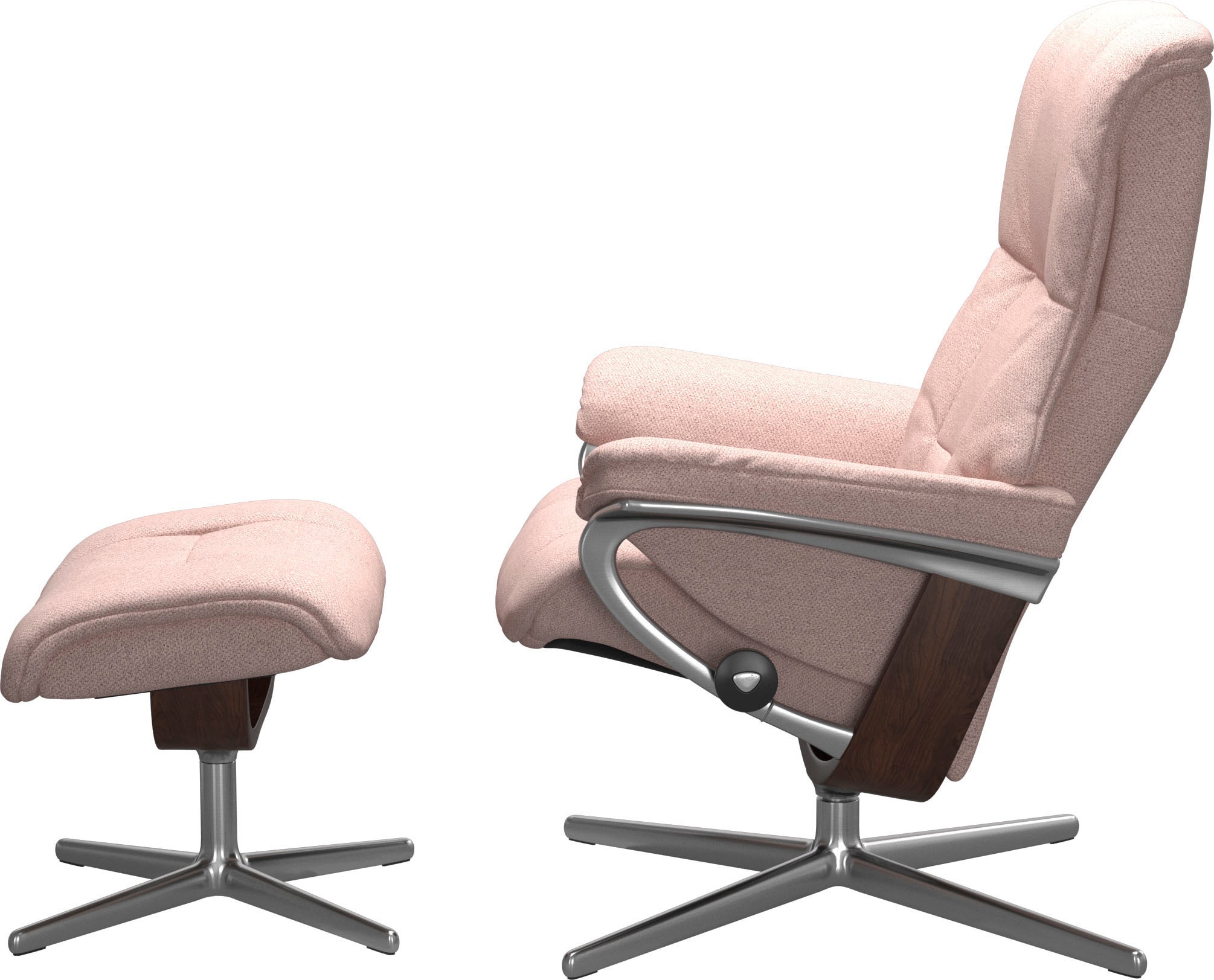 Stressless® Relaxsessel »Mayfair«, (Set, Relaxsessel mit Hocker), mit Hocker, mit Cross Base, Größe S, M & L, Holzakzent Braun
