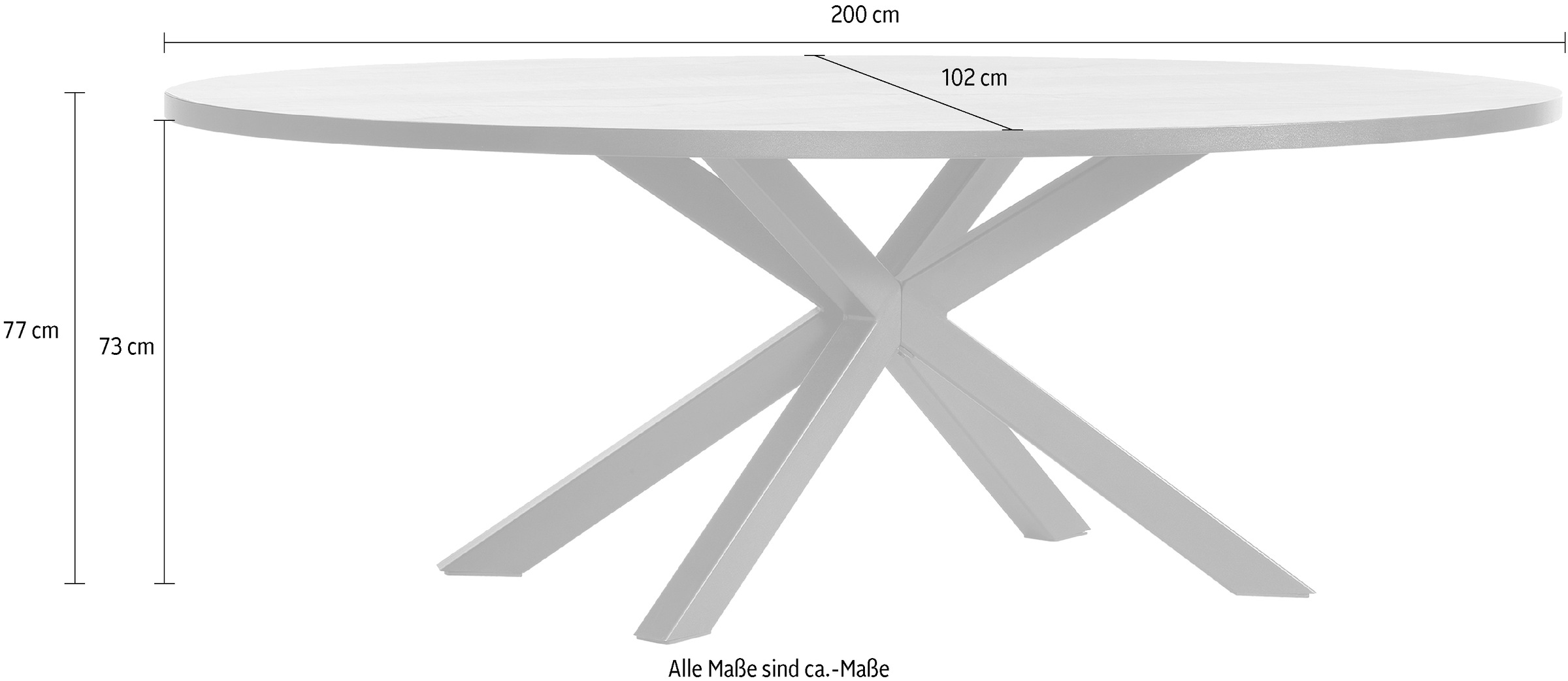 OMG Design Esstisch »Scarlet« moderne Bootsform (oval), Breite 200 cm