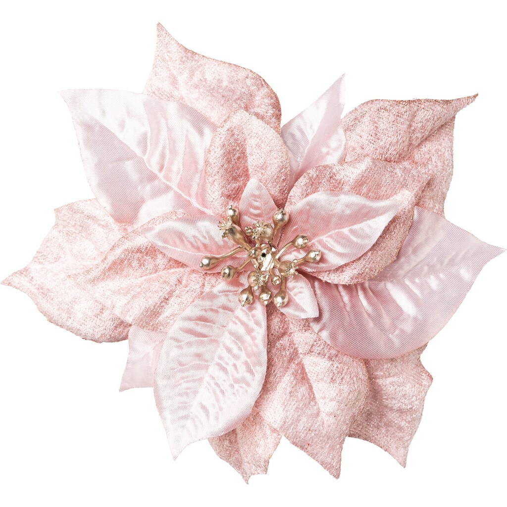 Creativ deco Weihnachtsbaumklammer »Poinsettienblüte, Weihnachtsdeko, Christbaumschmuck«, (Set, 8 tlg.)