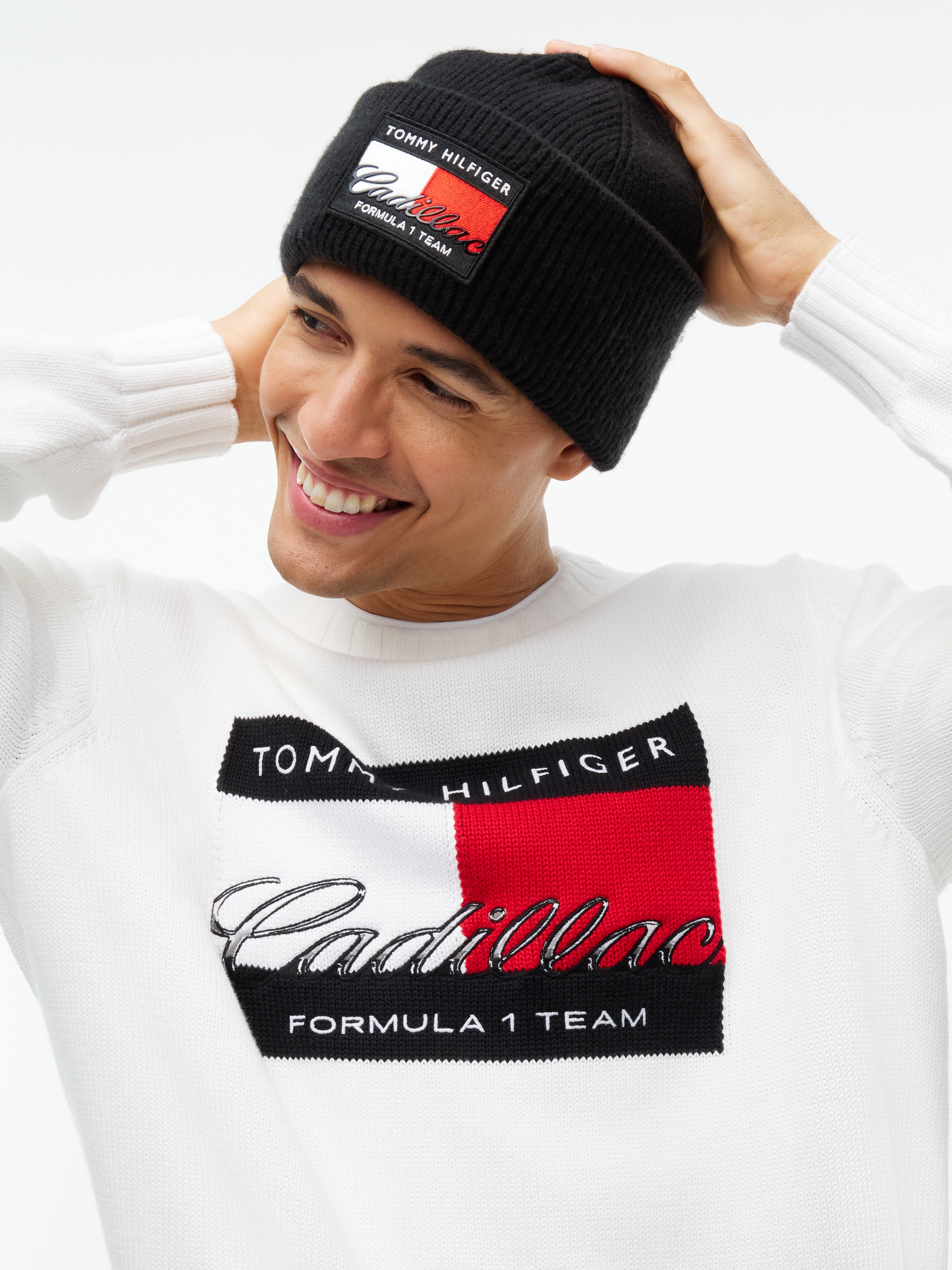 Tommy Hilfiger Beanie »TH x Cadillac Formula 1® Team-Flag-Logo« Wollmix, Unisex