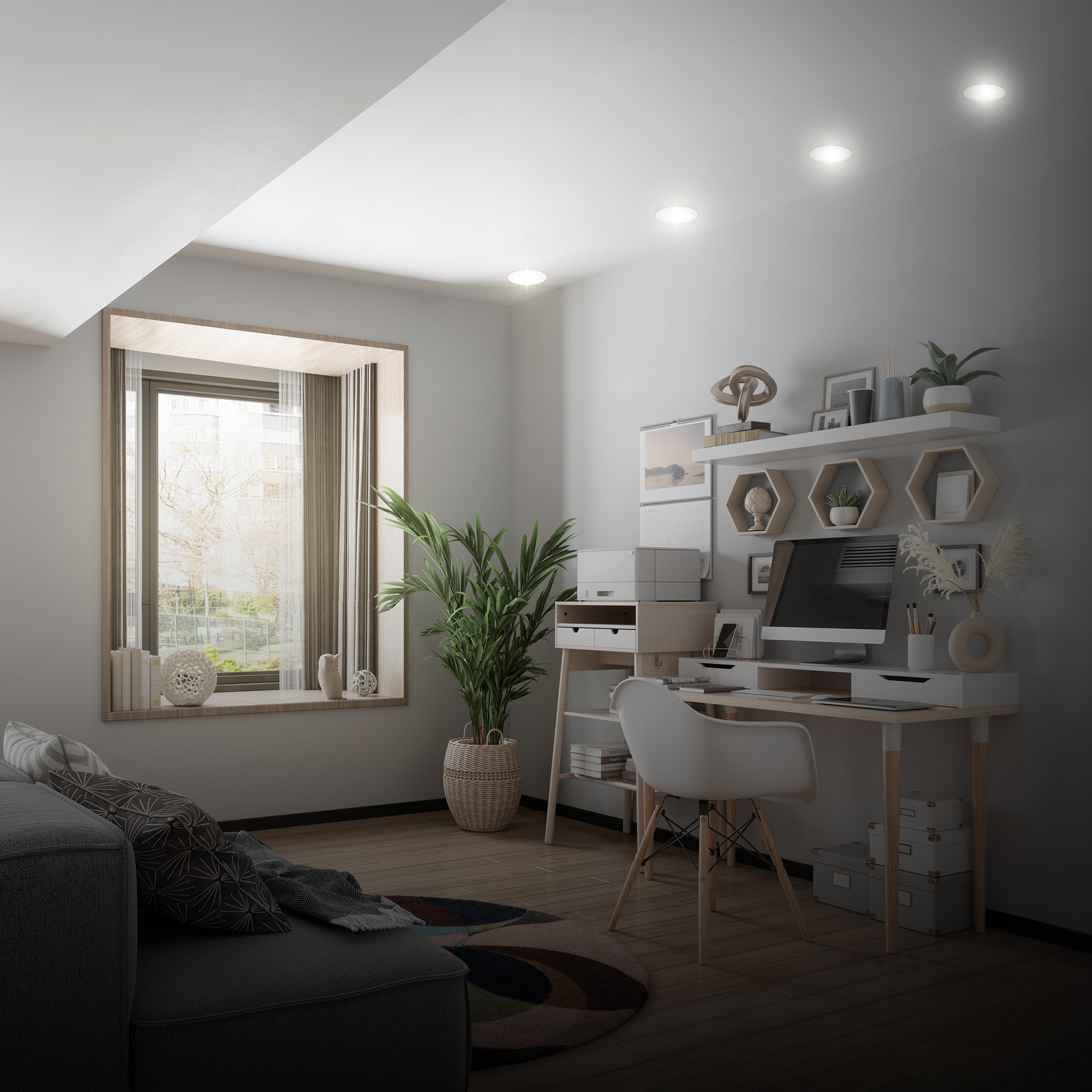 B.K.Licht Einbauleuchte »BK_EL1618 6er Set LED Einbaustrahler, Ultraflach, IP20 Deckenspots« LED-Modul 6 Stk. Neutralweiß 4.000 K, 330Lm, 3W, Kunststoff, 9 x 2,8 cm, Weiß