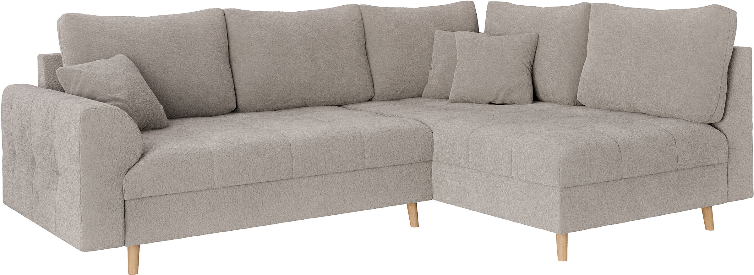 Home affaire Ecksofa »CHARRE L-Form mit Ottomane, Maße B/T/H: 231/161/81 cm«, feine Steppung, lose Rücken- und Zierkissen, auch in Cord und Bouclé