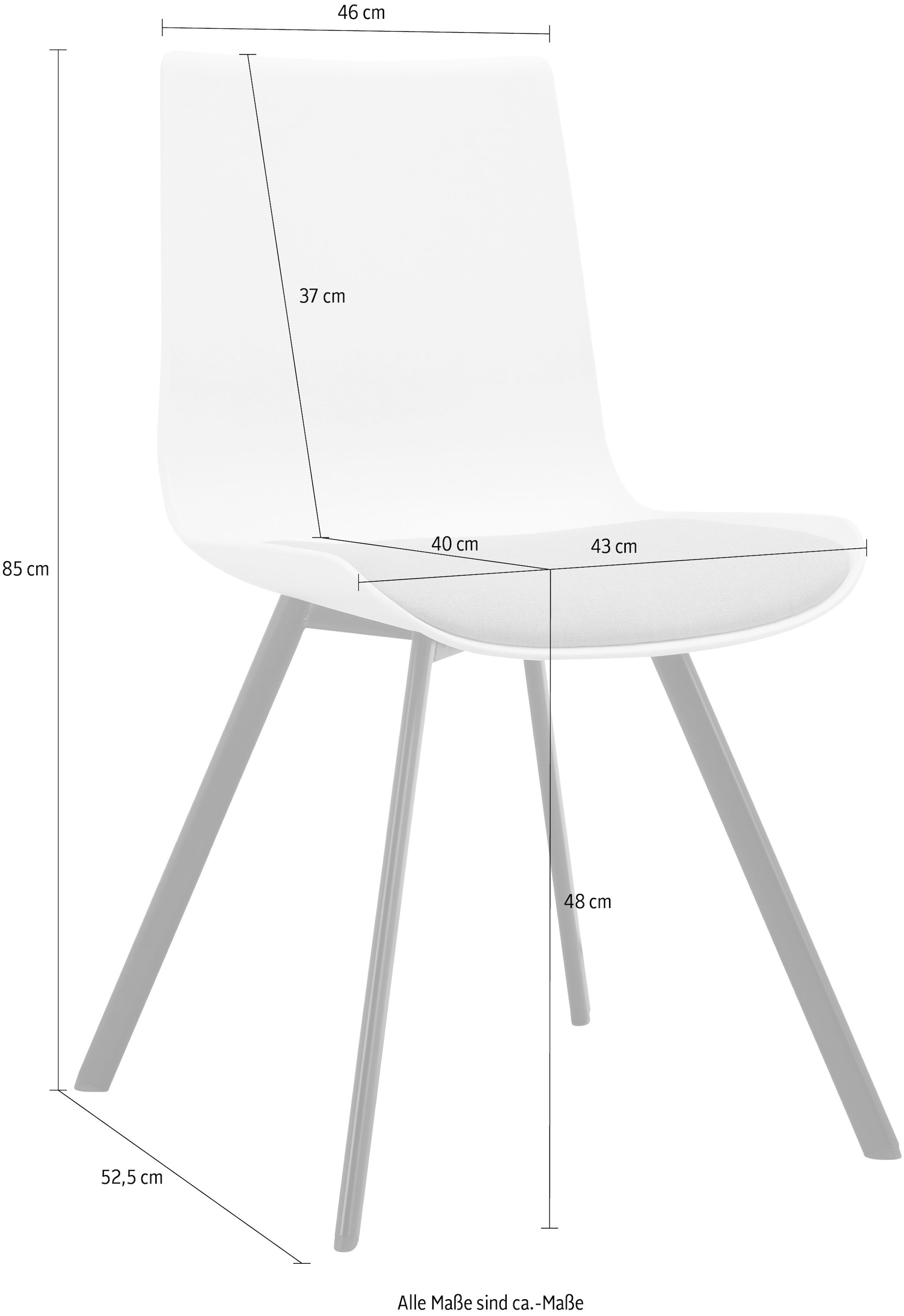 INOSIGN Esszimmerstuhl »Ayden«, 2 St., Polyester, festmontierte Sitzkissen, Gestell aus Metall, Sitzhöhe 48 cm