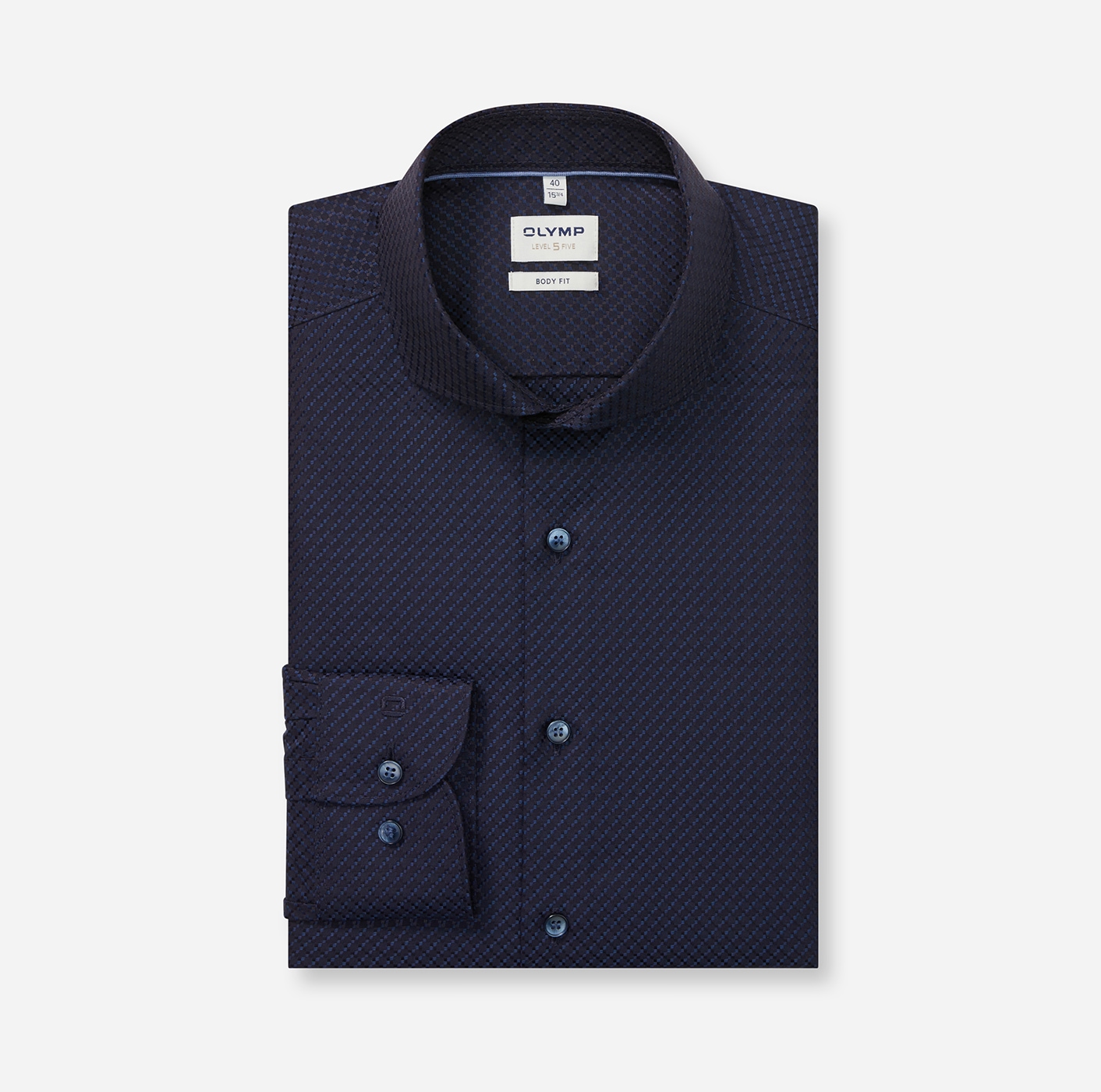 OLYMP Langarmhemd »Level 5«, Businesshemd, body fit, mit feiner Struktur, Haifischkragen

