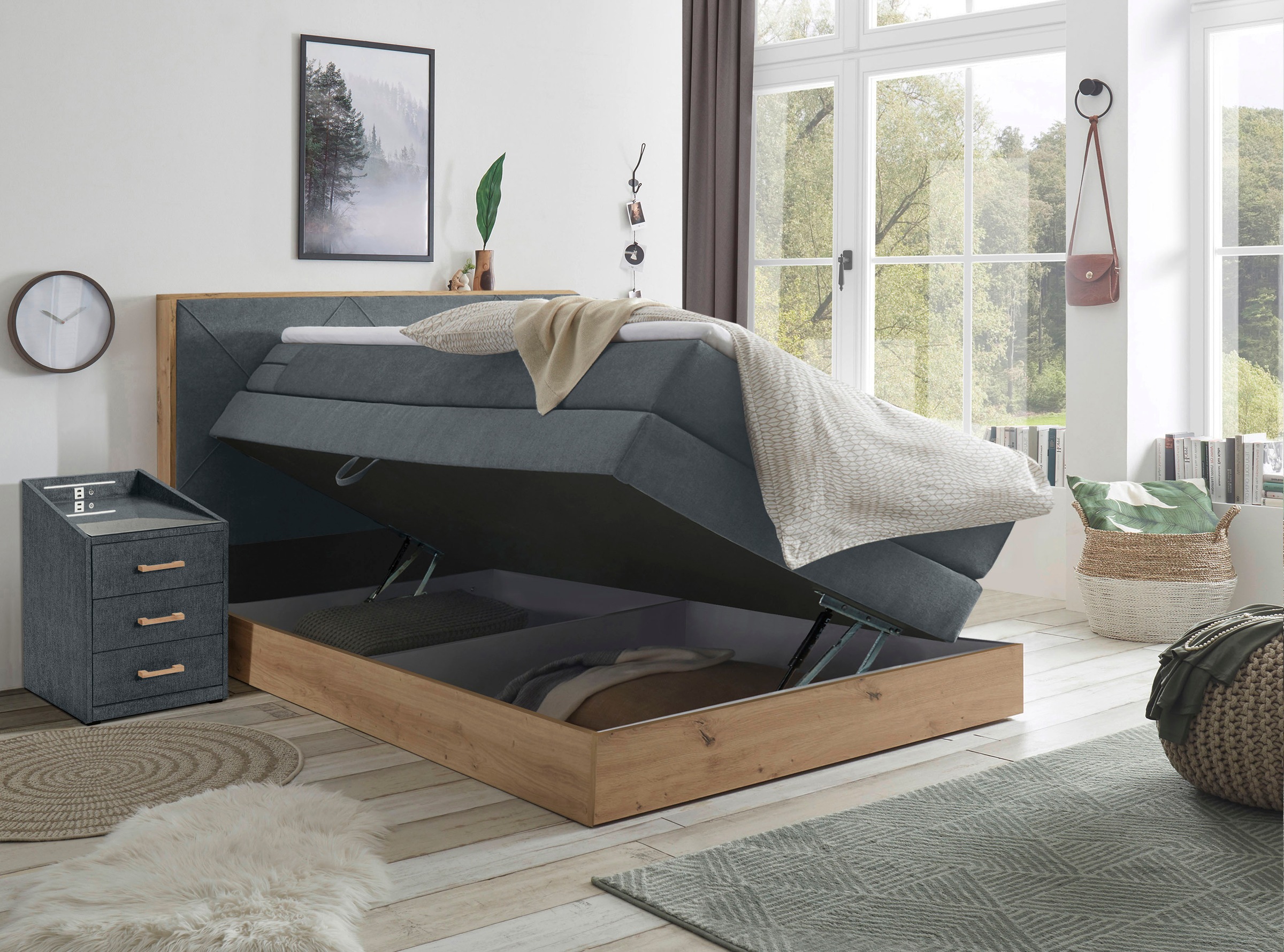 ED EXCITING DESIGN Boxspringbett »Bellevue«, inkl. Bettkasten, wahlweise mit Matratze und Topper