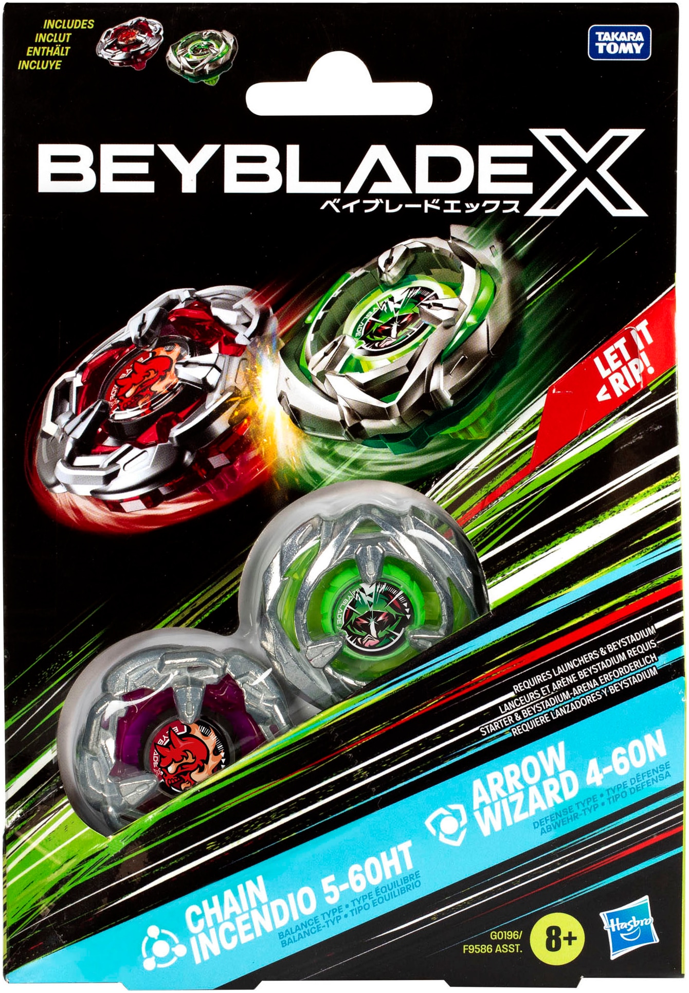 Hasbro Speed-Kreisel »Beyblade X Chain Incendio 5-60HT und Arrow Wizard 4-60N Kreisel«, Dual Pack