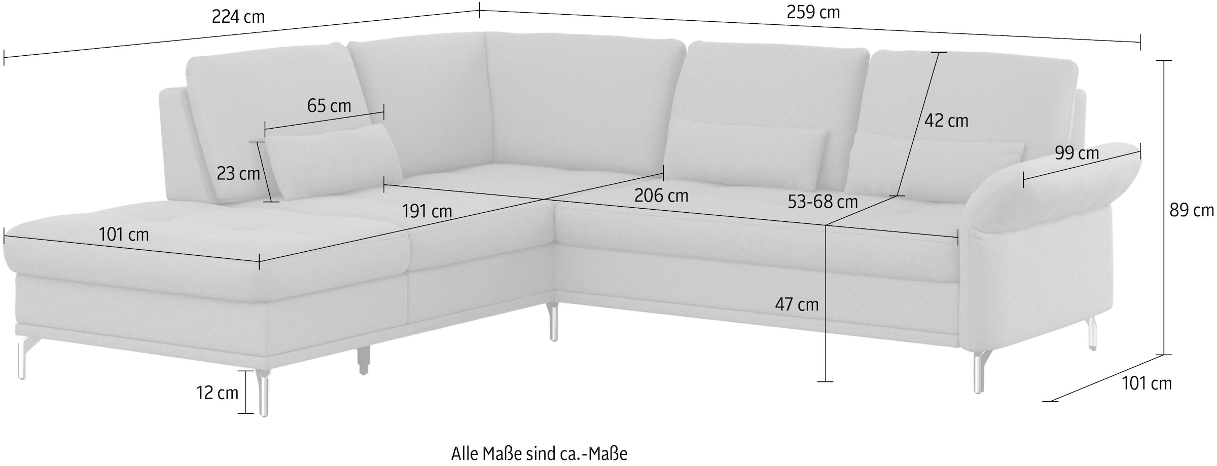 Home affaire Ecksofa »Palm Beach L-Form« Federkern, mit Sitztiefenverstellung, wahlweise mit Bettfunktion