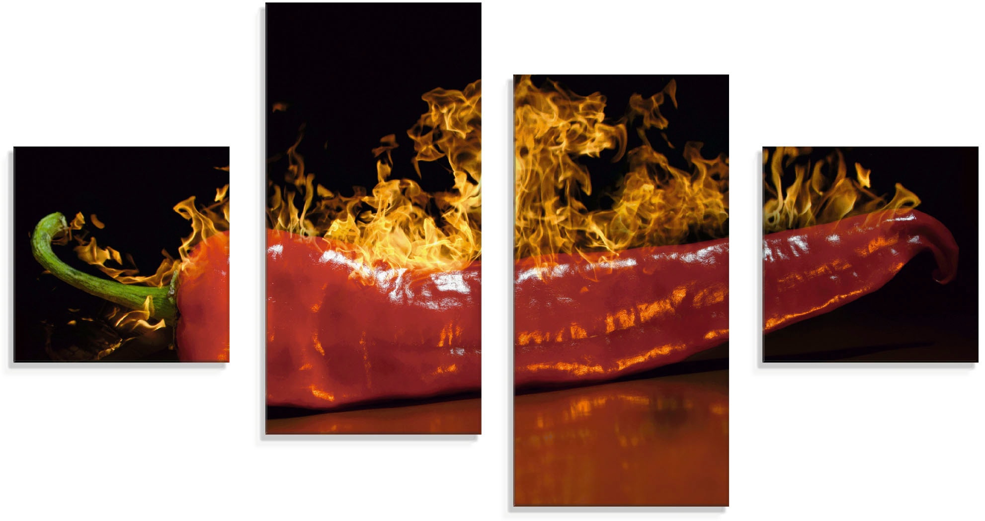 Artland Glasbild »Roter scharfer Chilipfeffer«, Lebensmittel, (4 St.), in verschiedenen Größen