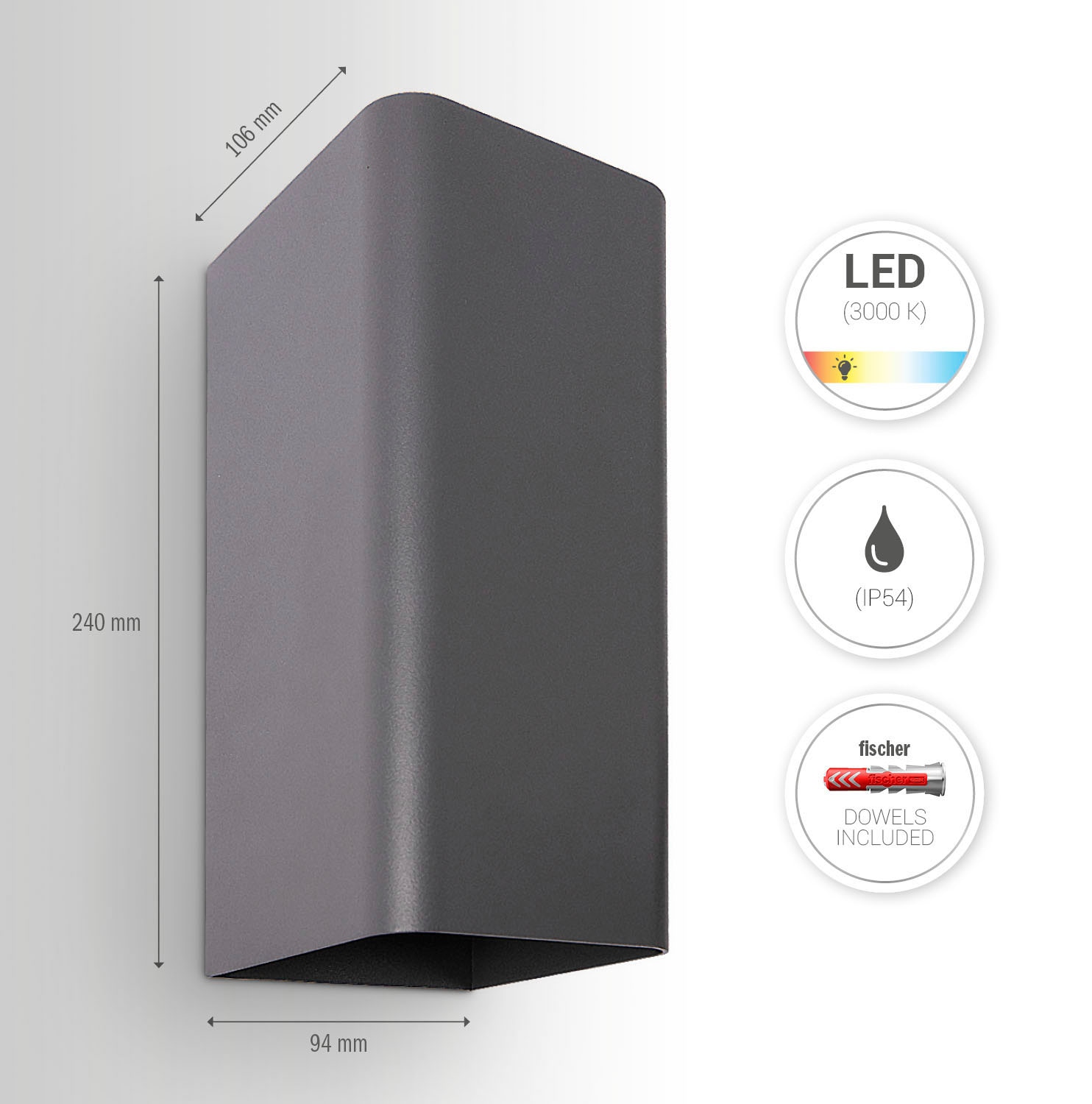 Paco Home Wandleuchte »ELENA« Warmweiß In-& Outdoor Wandleuchte LED  Aussen Garten Lampe 3000 K IP 54 Up Down