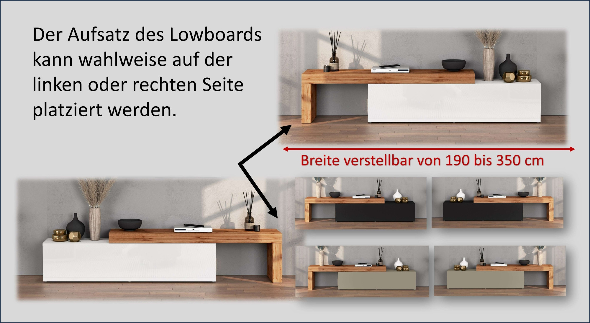 INOSIGN TV-Wand »Chronos TV-Set, Wohnwand – Elemente frei platzierbar, Made in Italy« Set, 2-er set, 2 Stk. tlg.