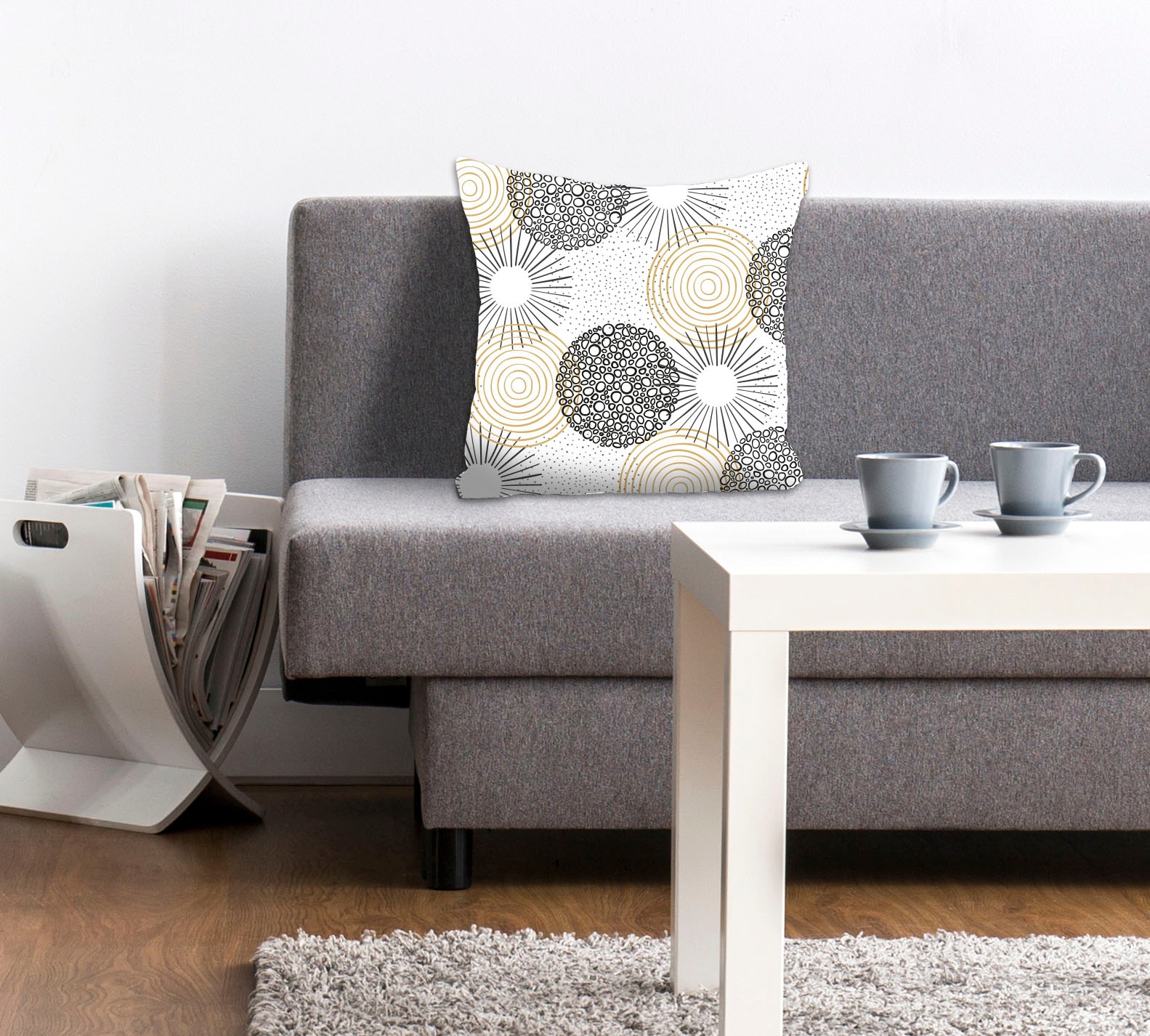 queence Dekokissen "Katja" Kissenhülle,Formen,Muster,Weiß,Geometrisch,Minimalistisch,Modern