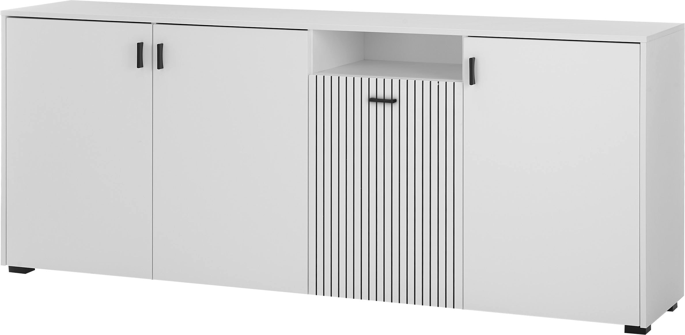 Home affaire Sideboard »Hudson« in moderner Trendfarbe, Griffe aus Metall (Schwarz), Breite 200 cm