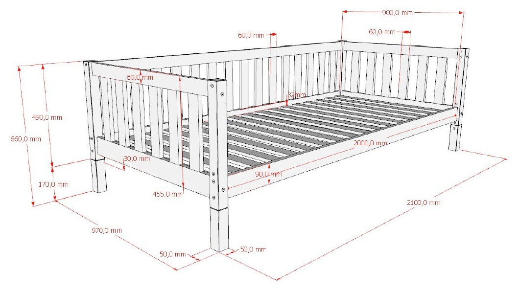Vipack Kinderbett »Dallas, Massivholzbett, umbaubar vom Boden- zum Daybett« inkl. Rolllattenrost und Sprossenumrandung, 90 oder 140x200 cm breit,  stabil und standfest gebaut, wahlweise Kiefer massiv natur oder weiß
