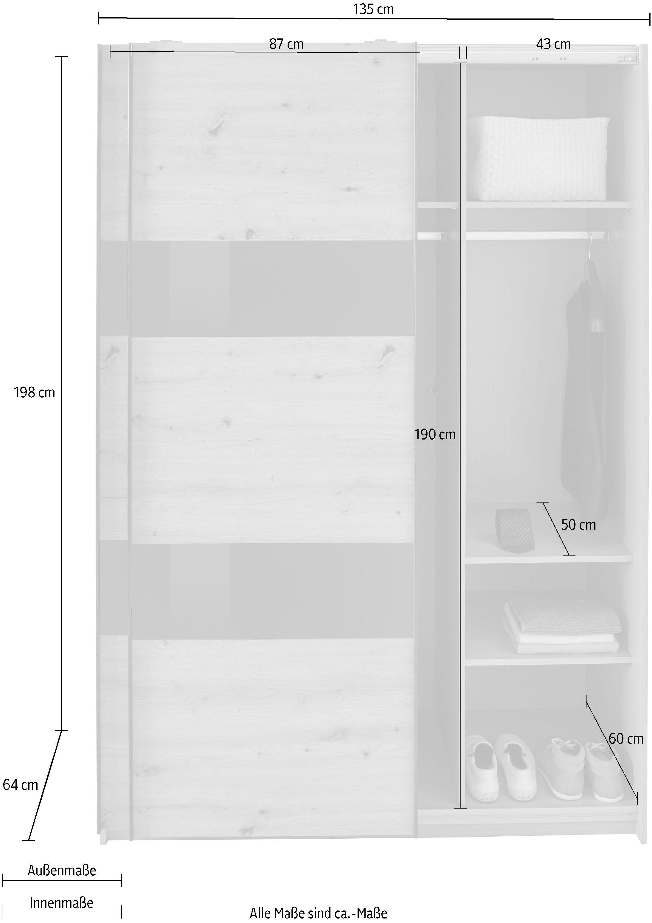 Wimex Schwebetürenschrank »Altona«, mit Glaselementen bestellen Einlegeböden bequem zusätzlichen und