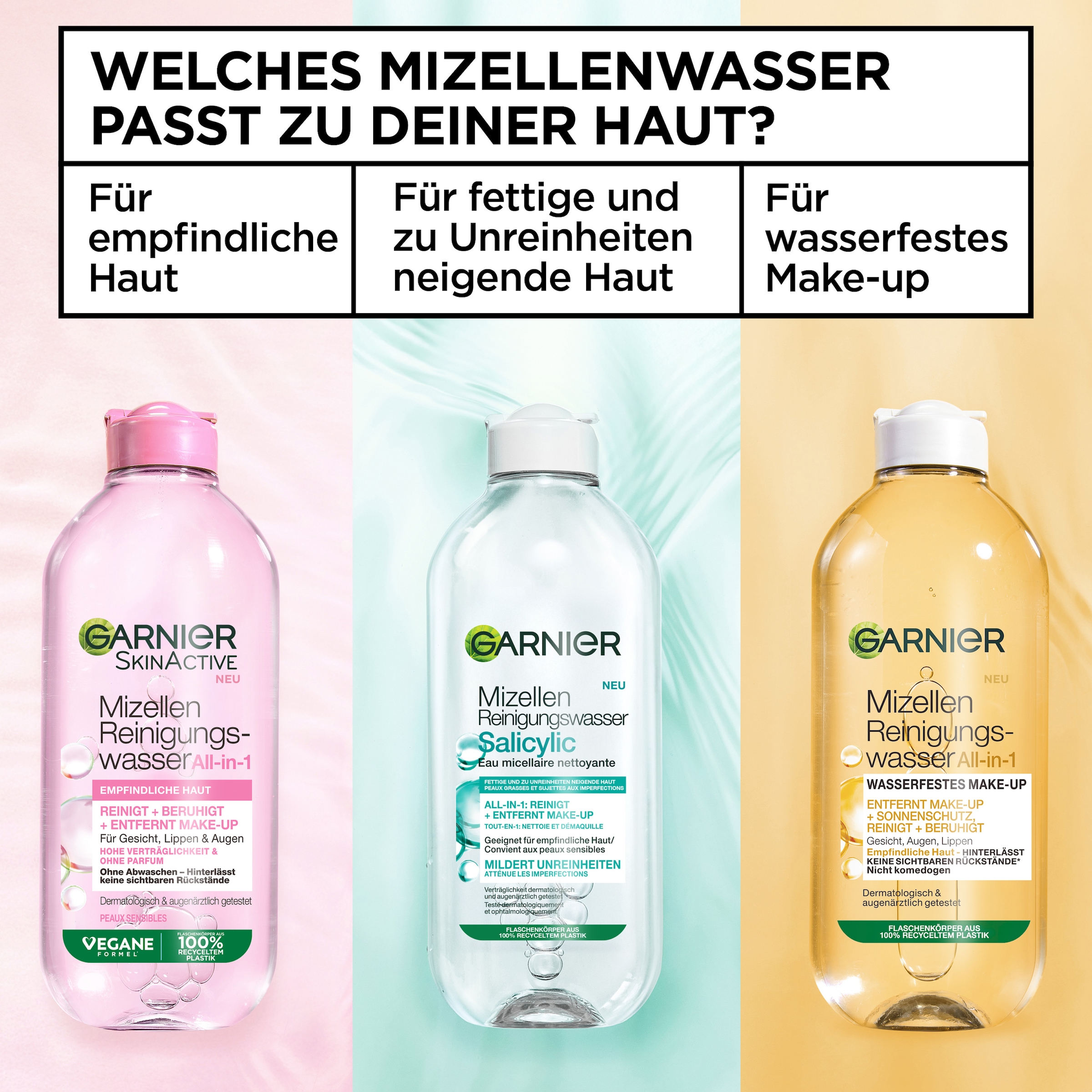 GARNIER Gesichtswasser »GARNIER MIZELLEN REINIGUNGSWASSER SALICYLIC ALL-IN-1« mit Salicylsäure, für unreine und fettige Haut, flüssige Textur