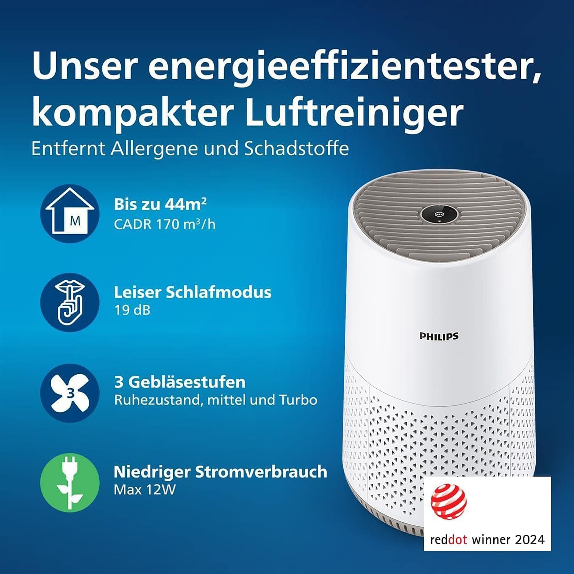 Philips Luftreiniger »AC0650/10 600i Series, Luftreinigungsrate 170 m³/h« für 44 qm Räume 2-Schichten-HEPA-Filtersystem, mit App Verbindung, energieeffizient