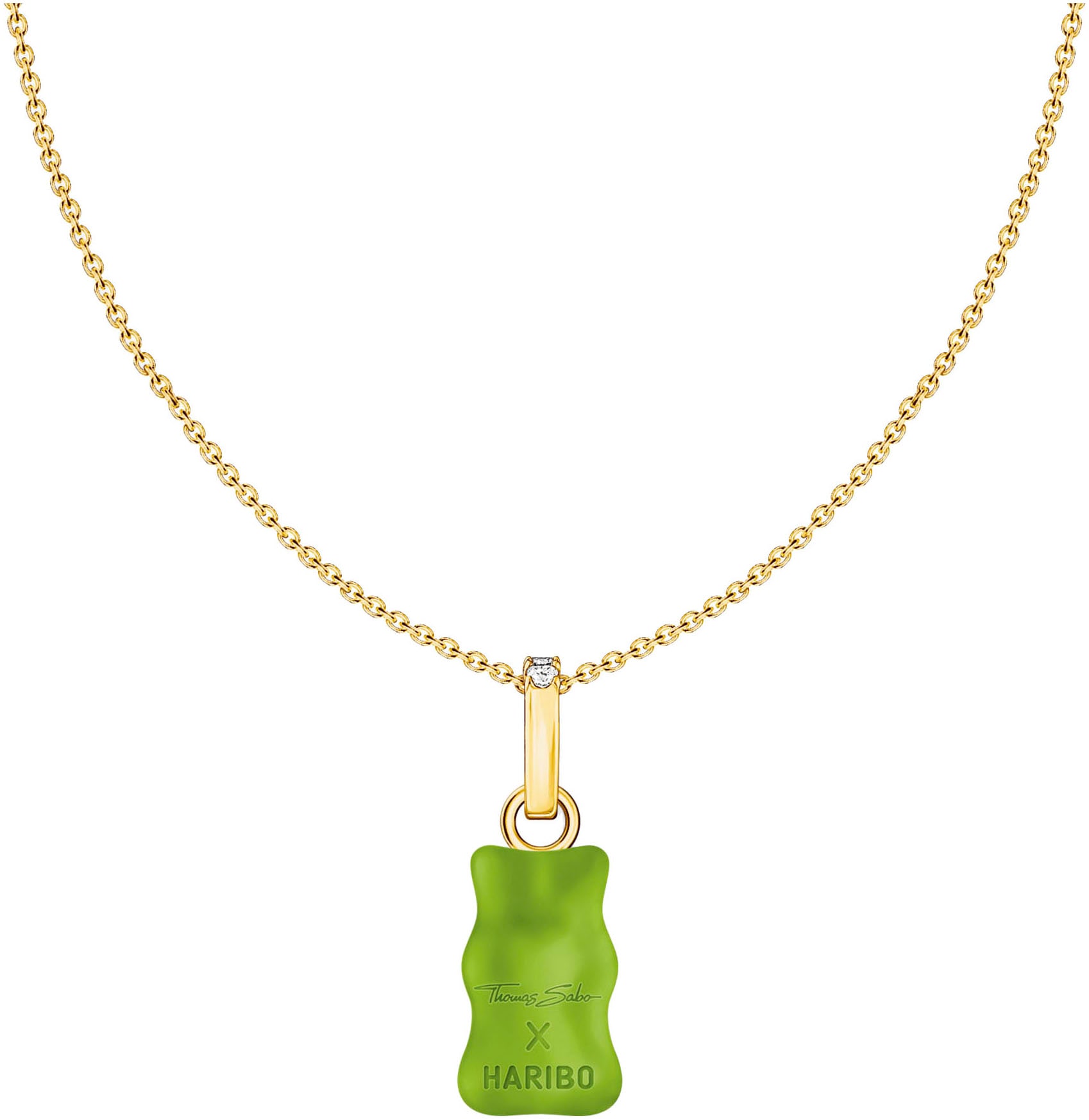 THOMAS SABO Kette mit Anhänger »THOMAS SABO x HARIBO Schmuck: Kette mit Goldbär«, mit Kristallglas, Zirkonia (synth.)