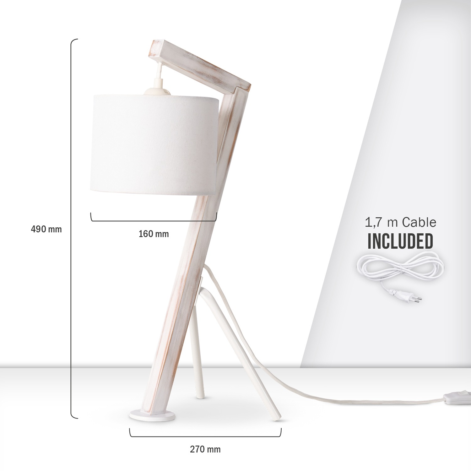 Paco Home Tischleuchte »GALLOW« E27 Schreib Holz Dreibein Vintage E27 Galgen Modern Höhe 49cm