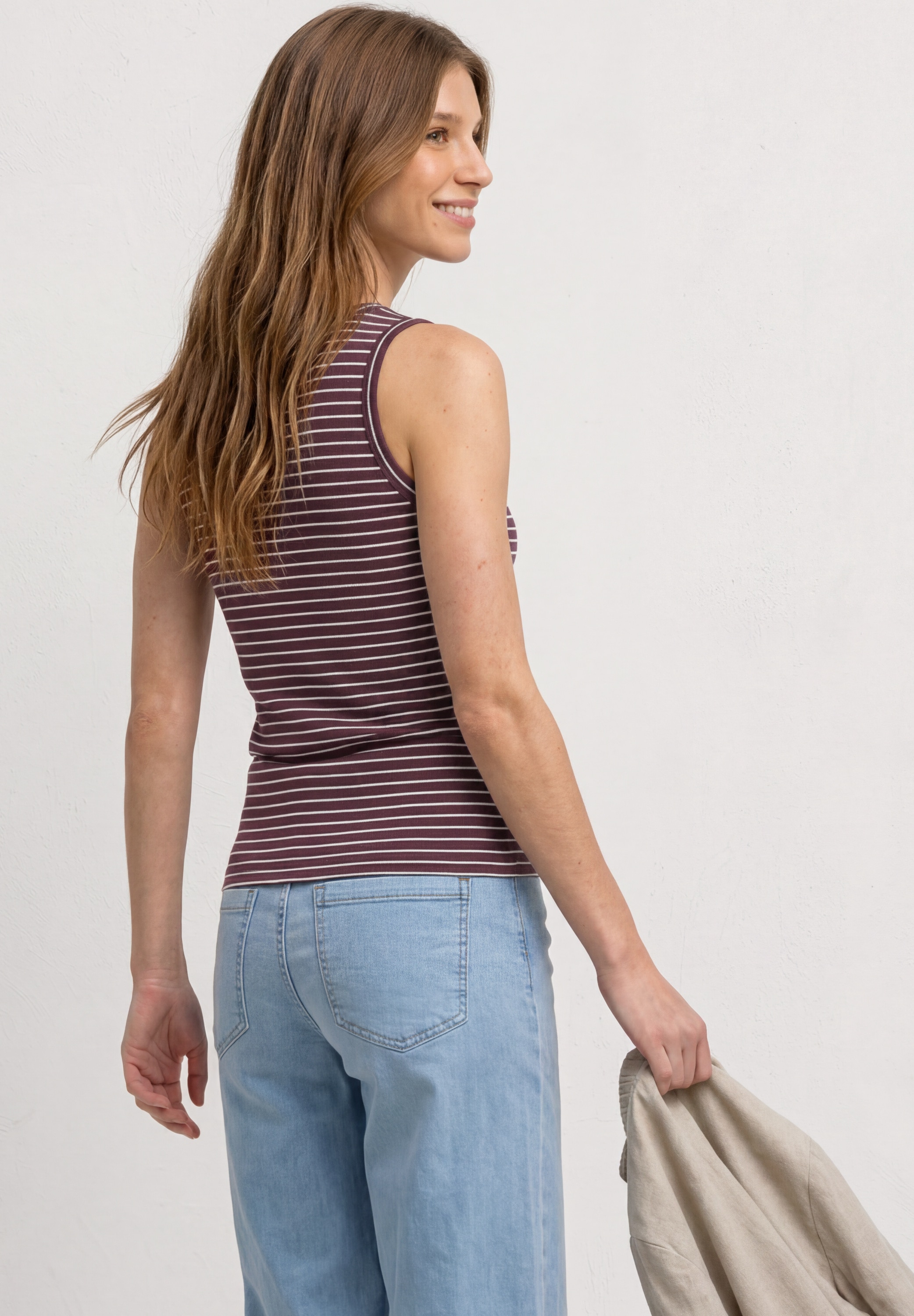 STREET ONE Shirttop Sommertop mit V-Neck und Streifen