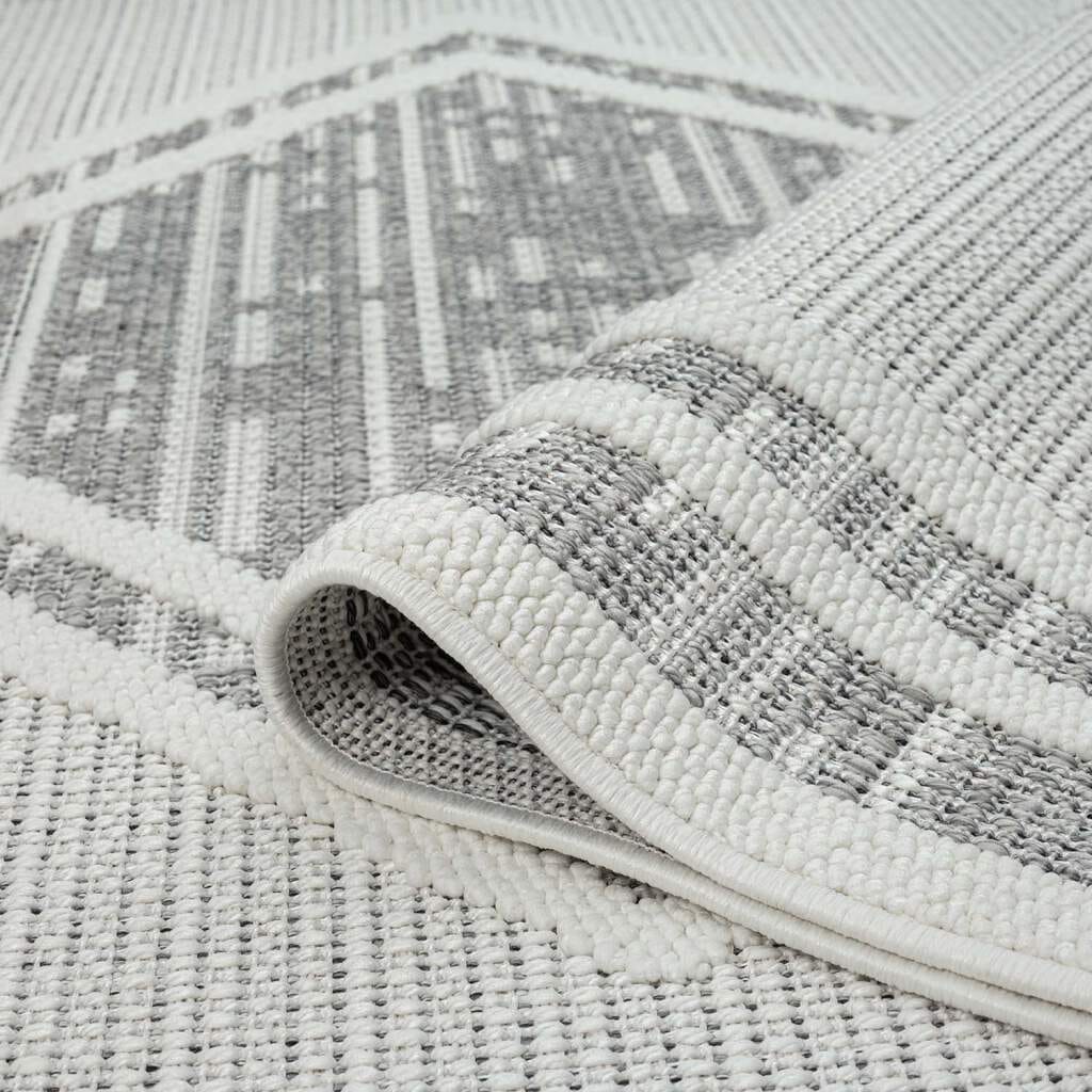 Carpet City Teppich »LINDO 8853«, rechteckig, 11 mm Höhe, Kurzflor, Hochtief-Muster/ 3D-Effekt, Fransen, Boho-Stil, Wohnzimmer