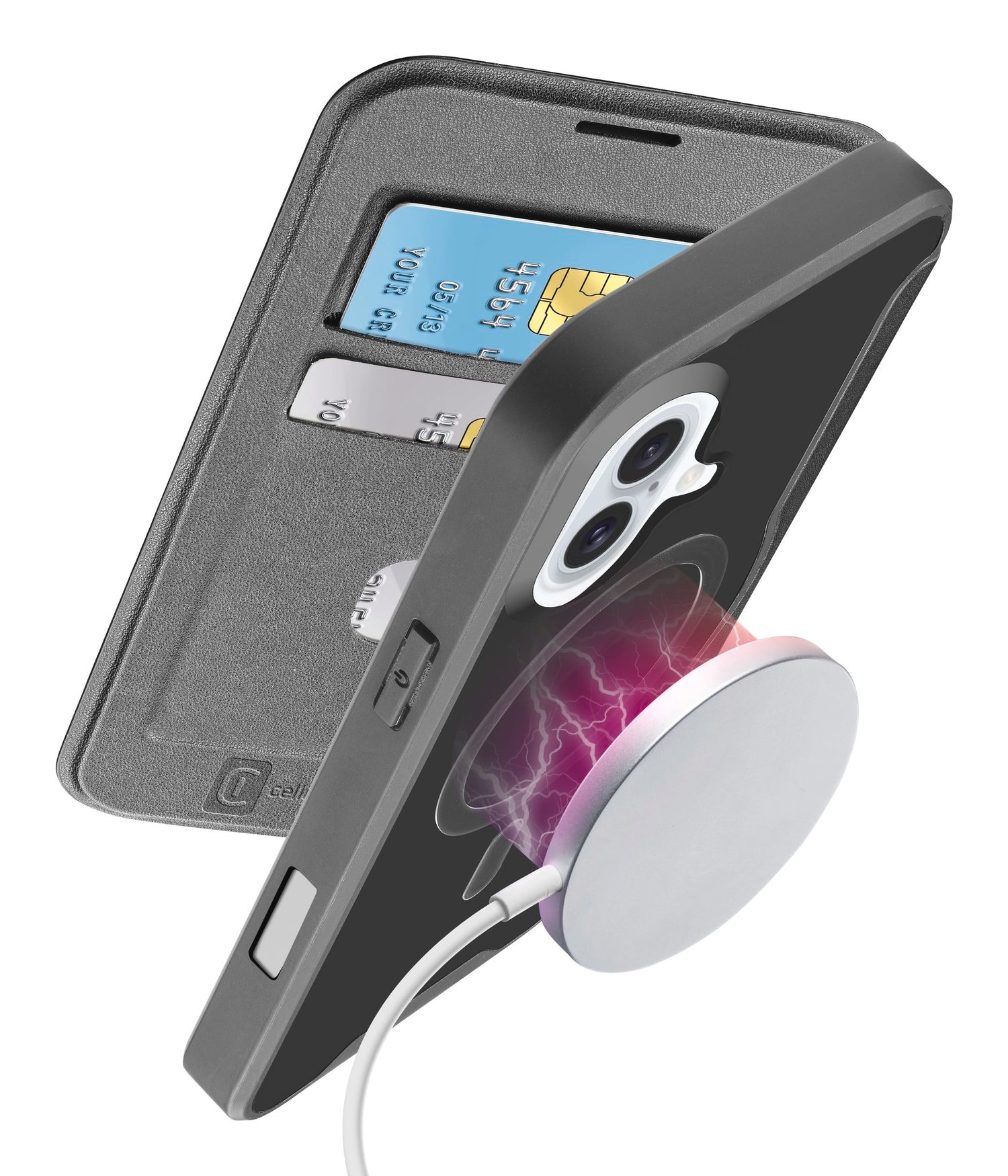 Cellularline Flip Case »Book Case Daily MAG für Apple iPhone 16«, Bookcover, Schutzhülle, Handyschutzhülle, Case, Schutzcase, stoßfest