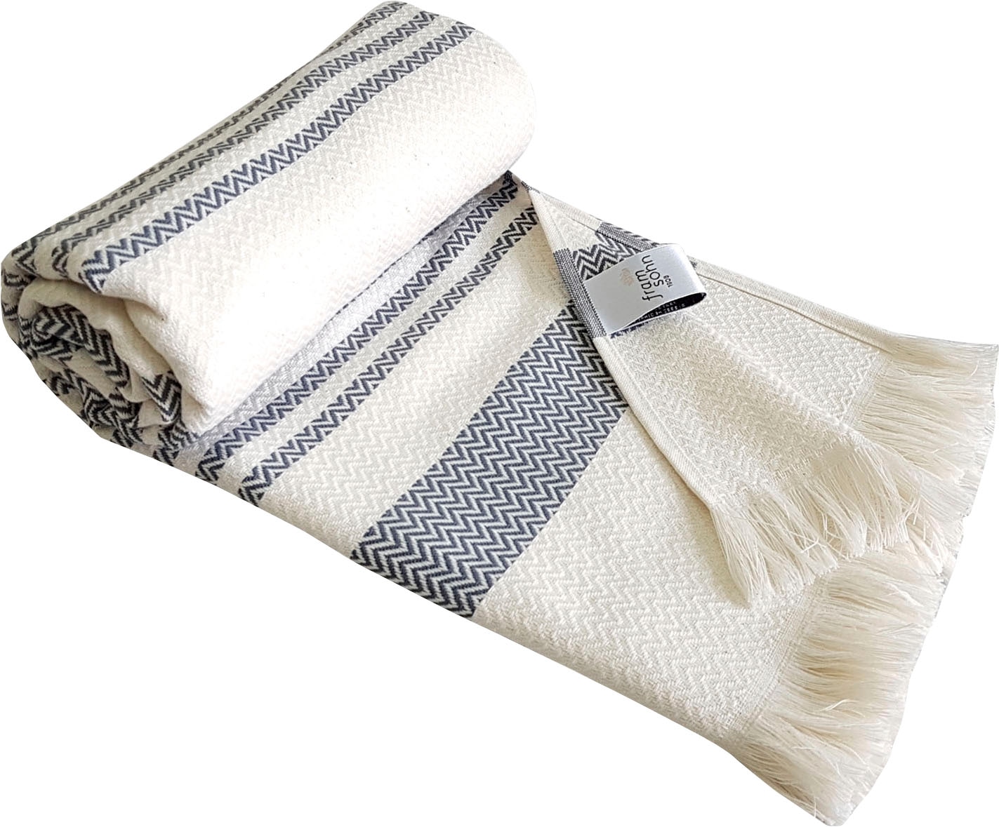 framsohn frottier Hamamtuch "Boho Living - Zick Zack Muster" 100x180, zick zack & mit Fransen, ideal als Strandtuch, Sauna, Reise