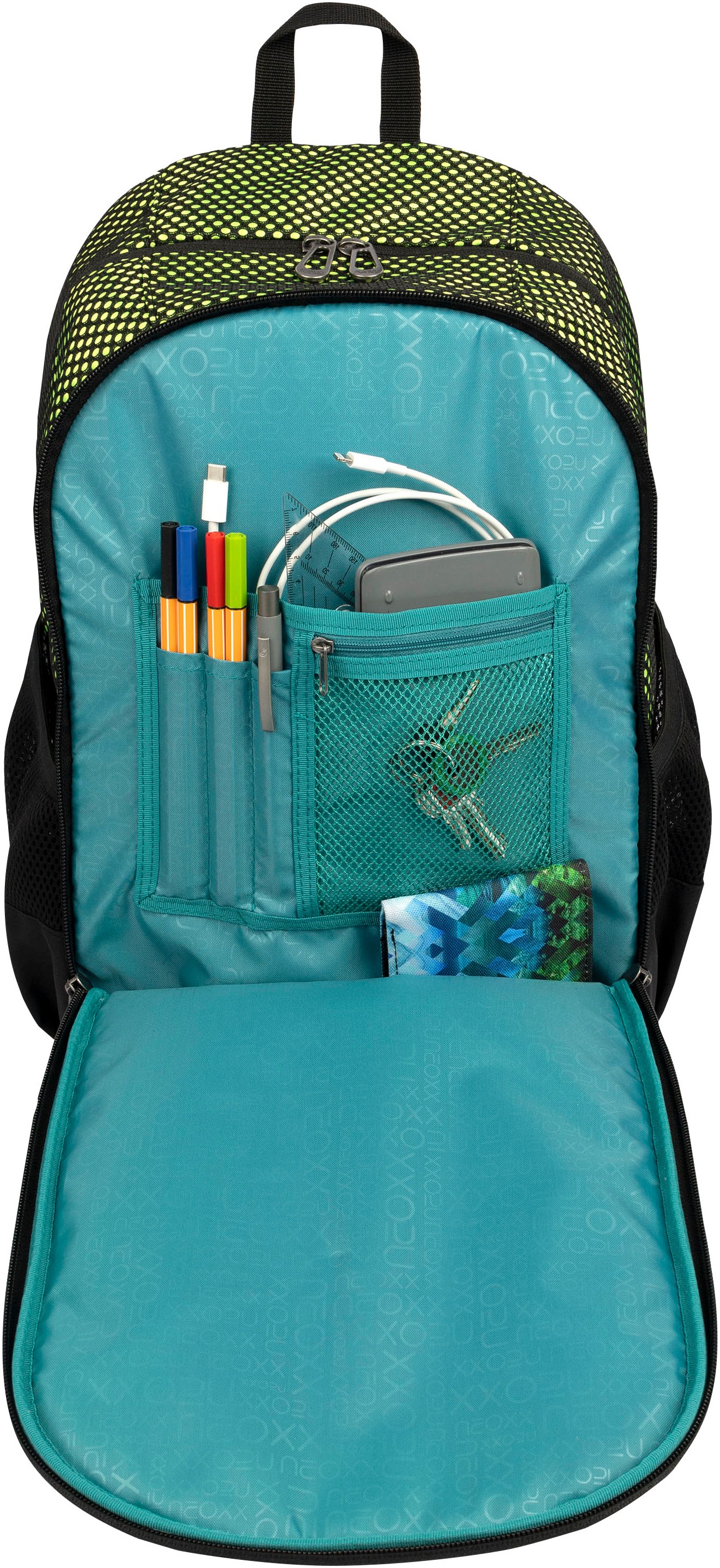 neoxx Schulrucksack »Flow, All about Neon«, teilweise aus recyceltem Material