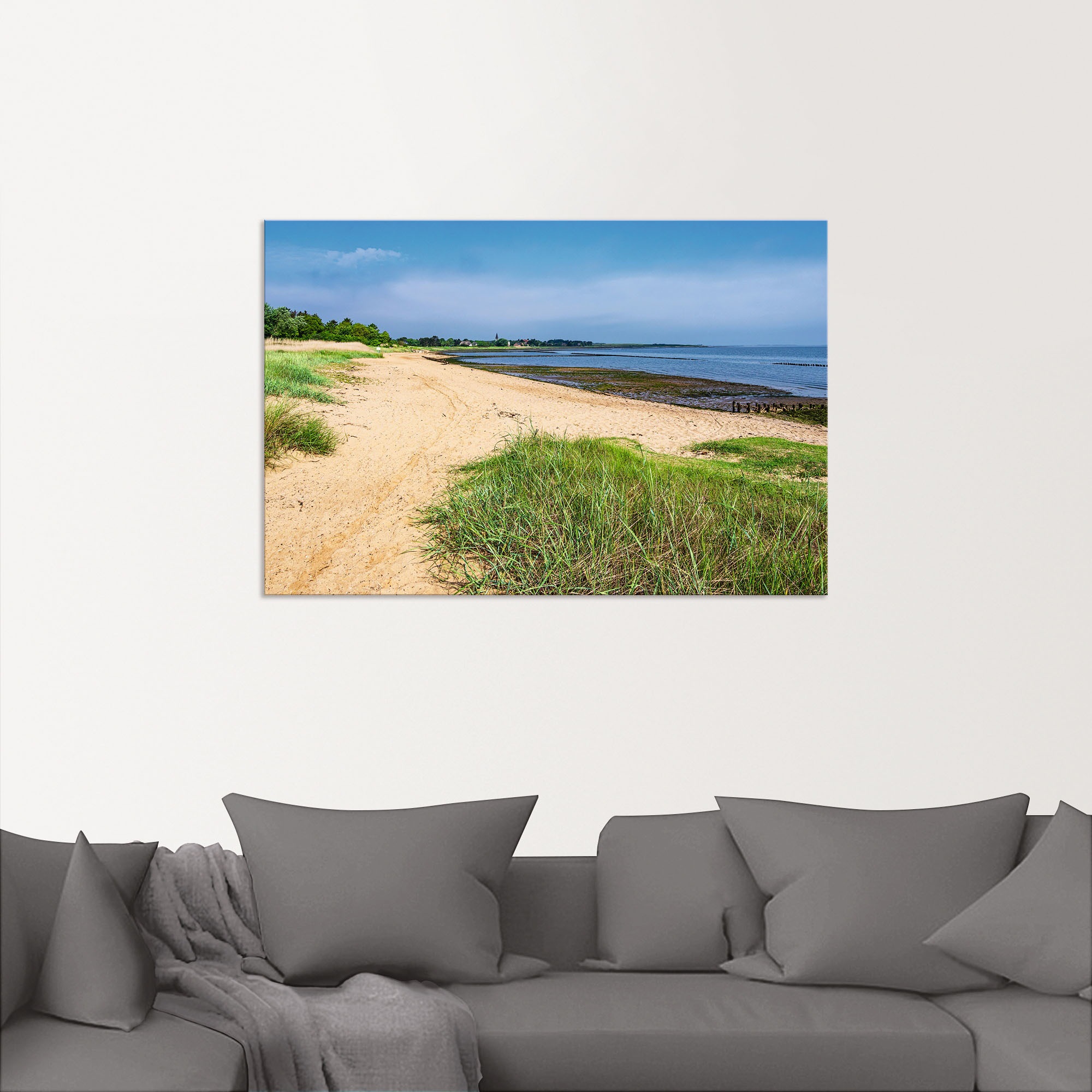 Artland Wandbild »Strand am Wattenmeer in Nebel, Amrum«, Strandbilder, (1 St.), als Alubild, Leinwandbild, Wandaufkleber oder Poster in versch. Größen