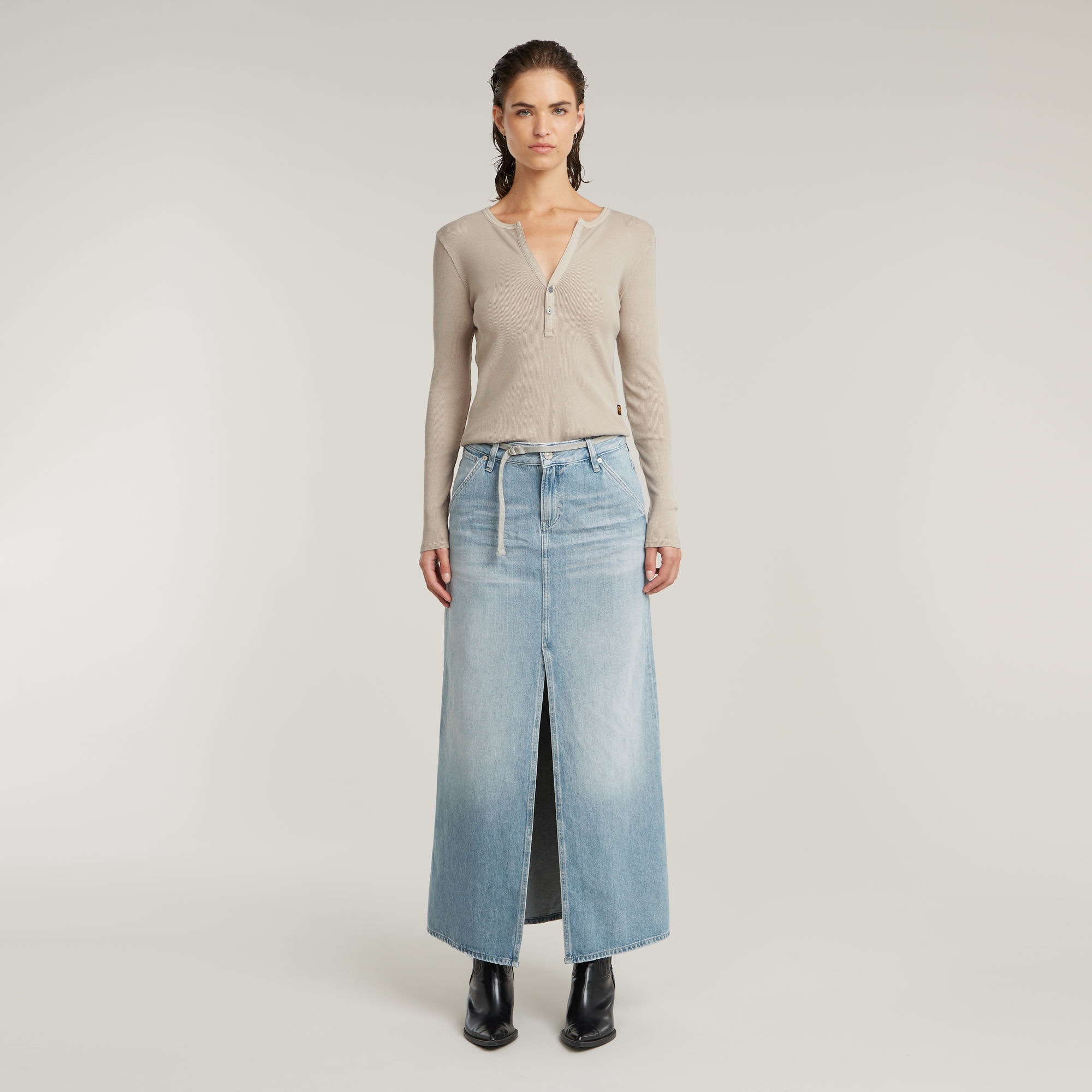 G-STAR Langarmshirt »Deep v slim«, mit Knopfverschluss