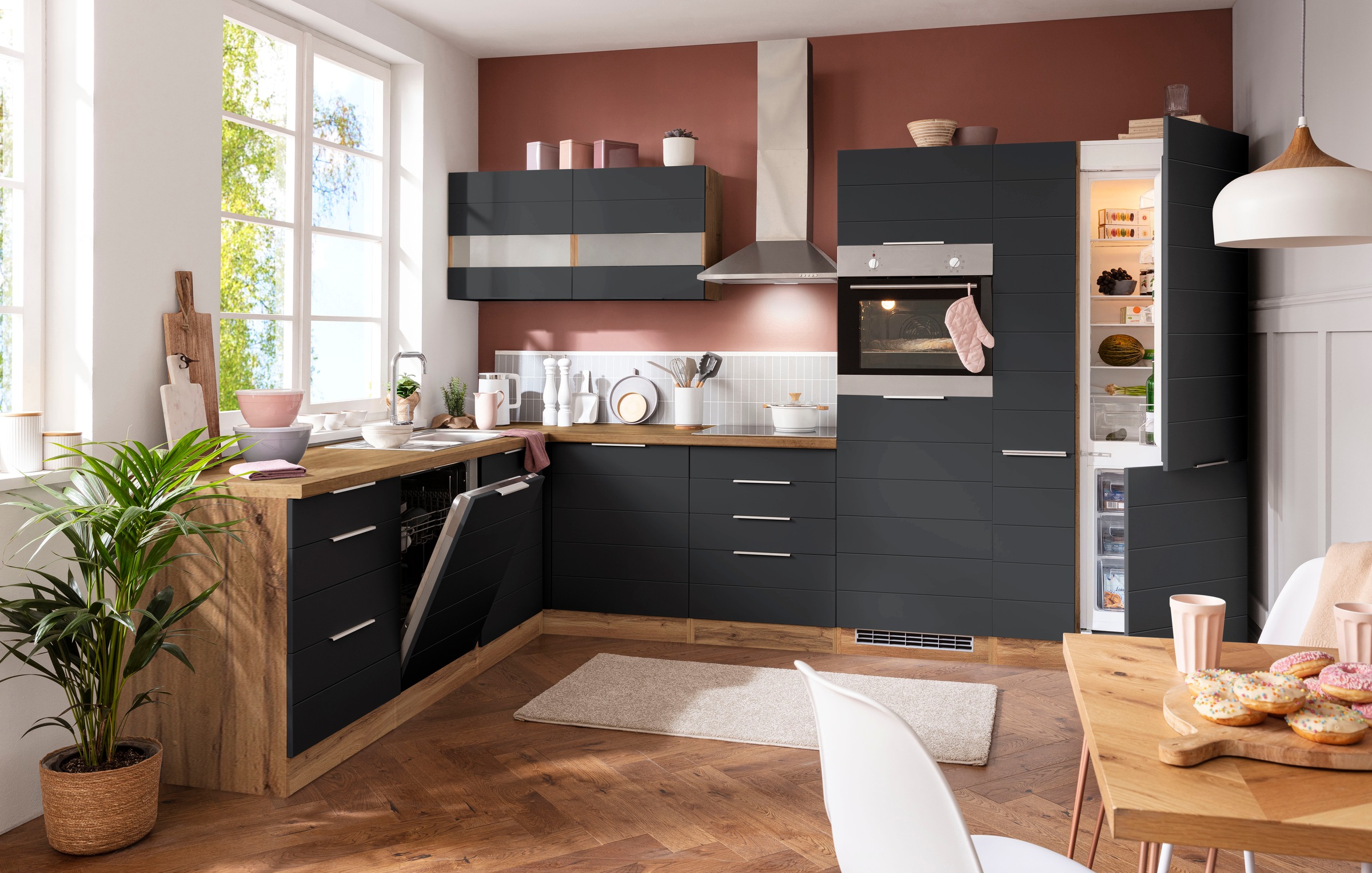 KOCHSTATION Winkelküche »KS-Luhe«, Stellbreite 240x330 cm, wahlweise mit oder ohne E-Geräten, MDF-Fronten
