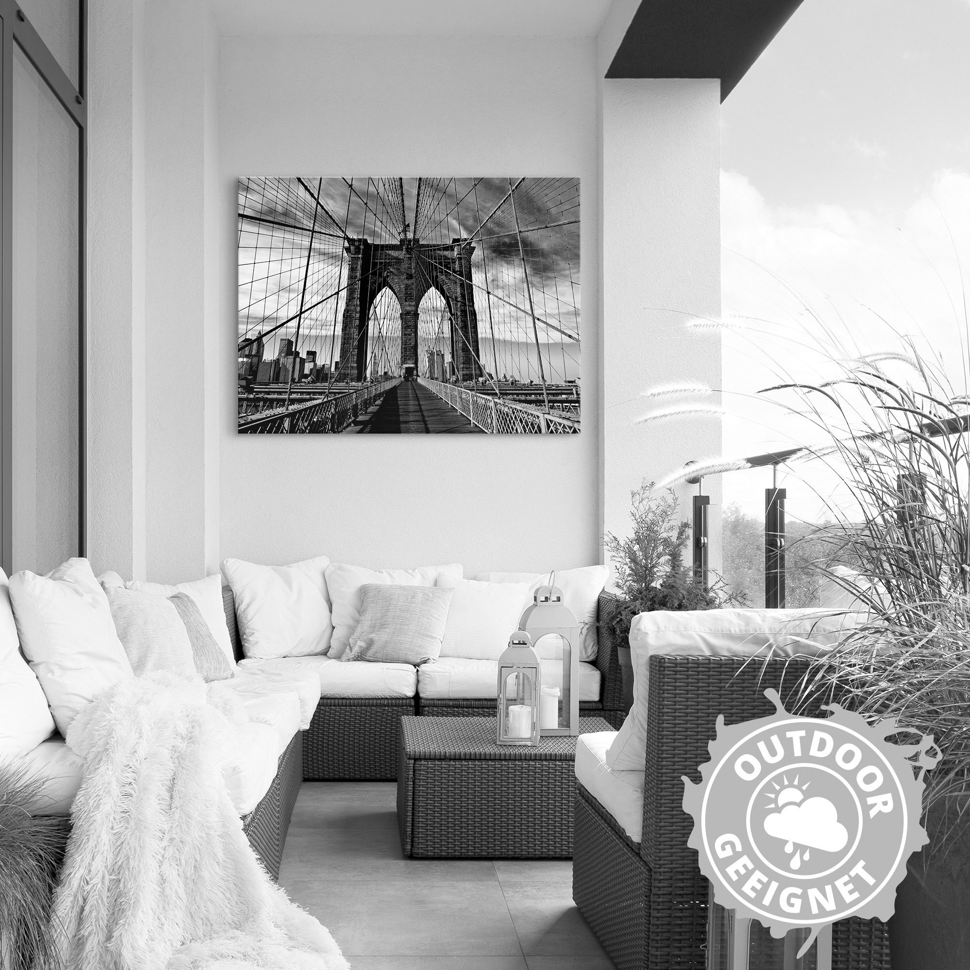 Artland Wandbild »Brooklyn Bridge - schwarz/weiss«, Brücken, (1 St.), als Alubild, Outdoorbild, Leinwandbild, Poster in verschied. Größen