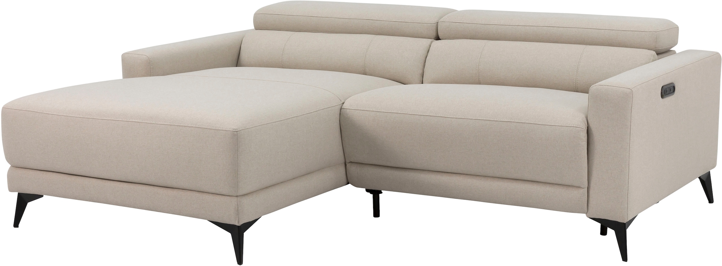 OTTO home Ecksofa »LEWII, L-Form, 213 cm - elektr. Relaxfunktion« mit USB A/C-Anschluss. Federkern, verstellbaren Kopfstützen, Webstoff