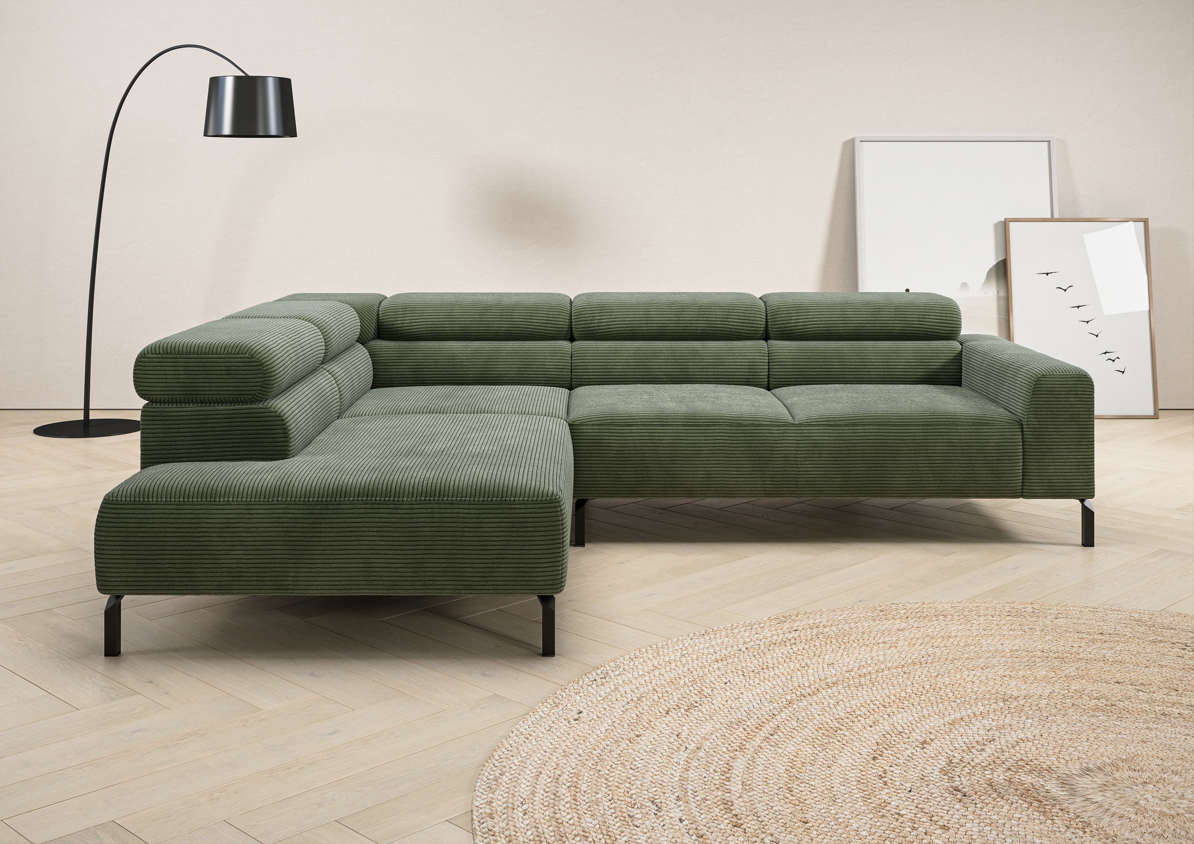 Places of Style Ecksofa »Antonelli, L-Form, incl. Kopfteilverstellung, Breite 276 cm«, wahlweise elektrische Sitztiefenverstellung