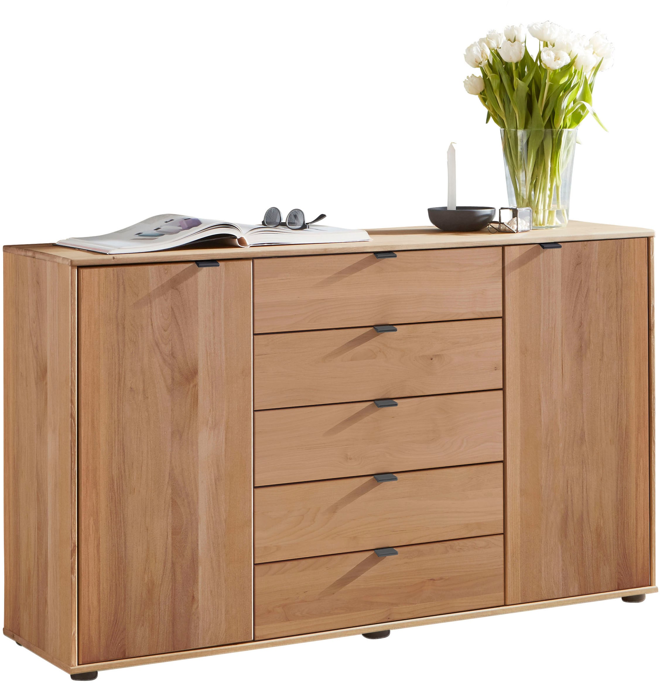 WIEMANN Kombikommode "Cardiff Sideboard, Wäscheschrank, teilmassiv Erle, mit Schubladen" Kommode 141x86x43 cm, braun, mit Dämpfung, MADE IN GERMANY, verschiedenen Ausführungen, inklusive Einlegeboden
