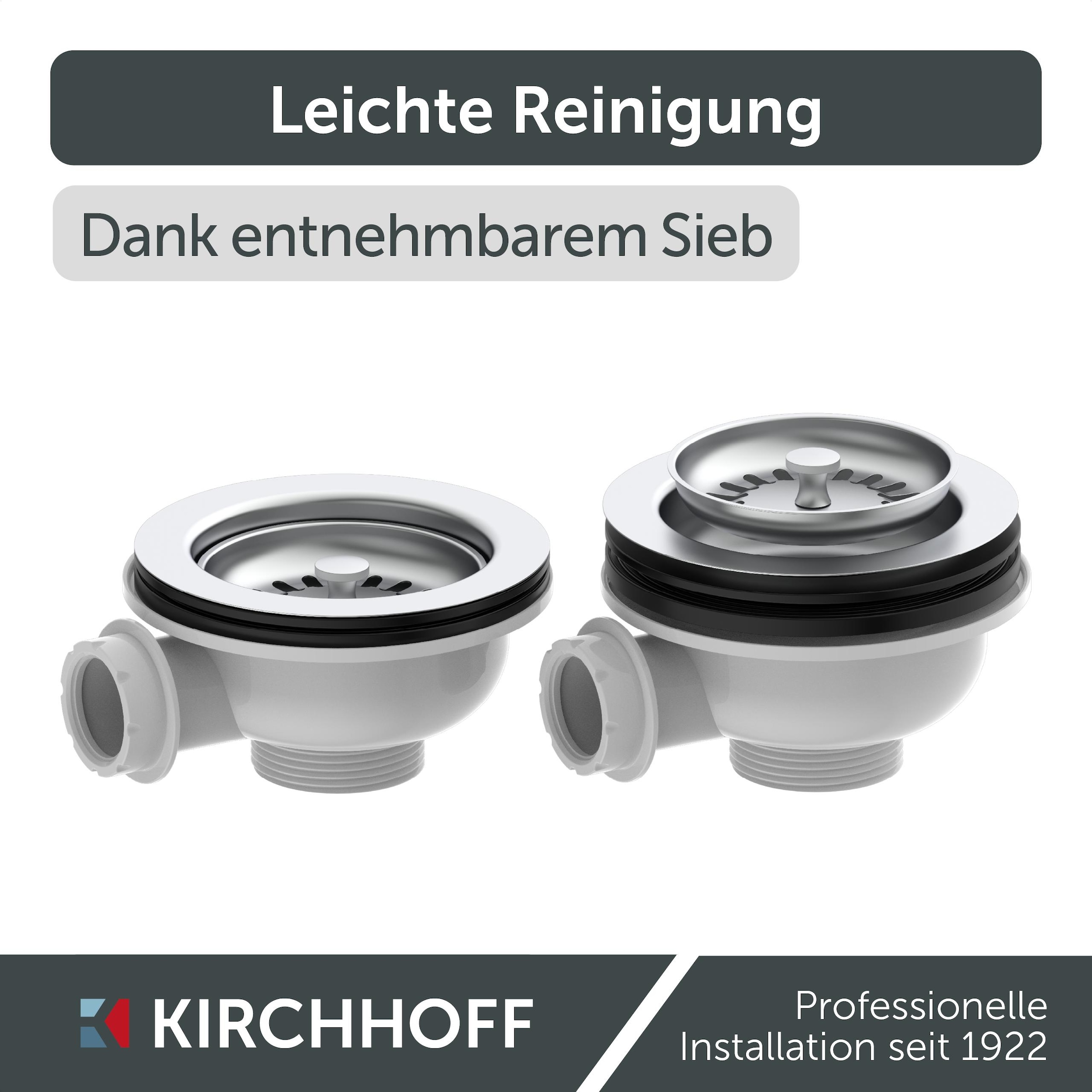 Kirchhoff Siebventil ()  Korbventil mit Überlaufanschluss+Drehbetätigung, Bowdenzug, Edelstahl