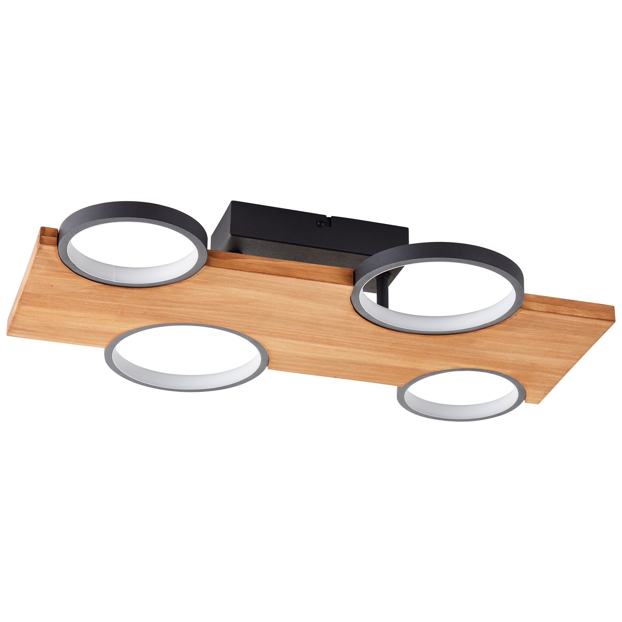 Brilliant LED Deckenleuchte »Cheesy«, 55 x 35 cm, 3400lm, 3000K, Holz/Metall, natur/schwarz