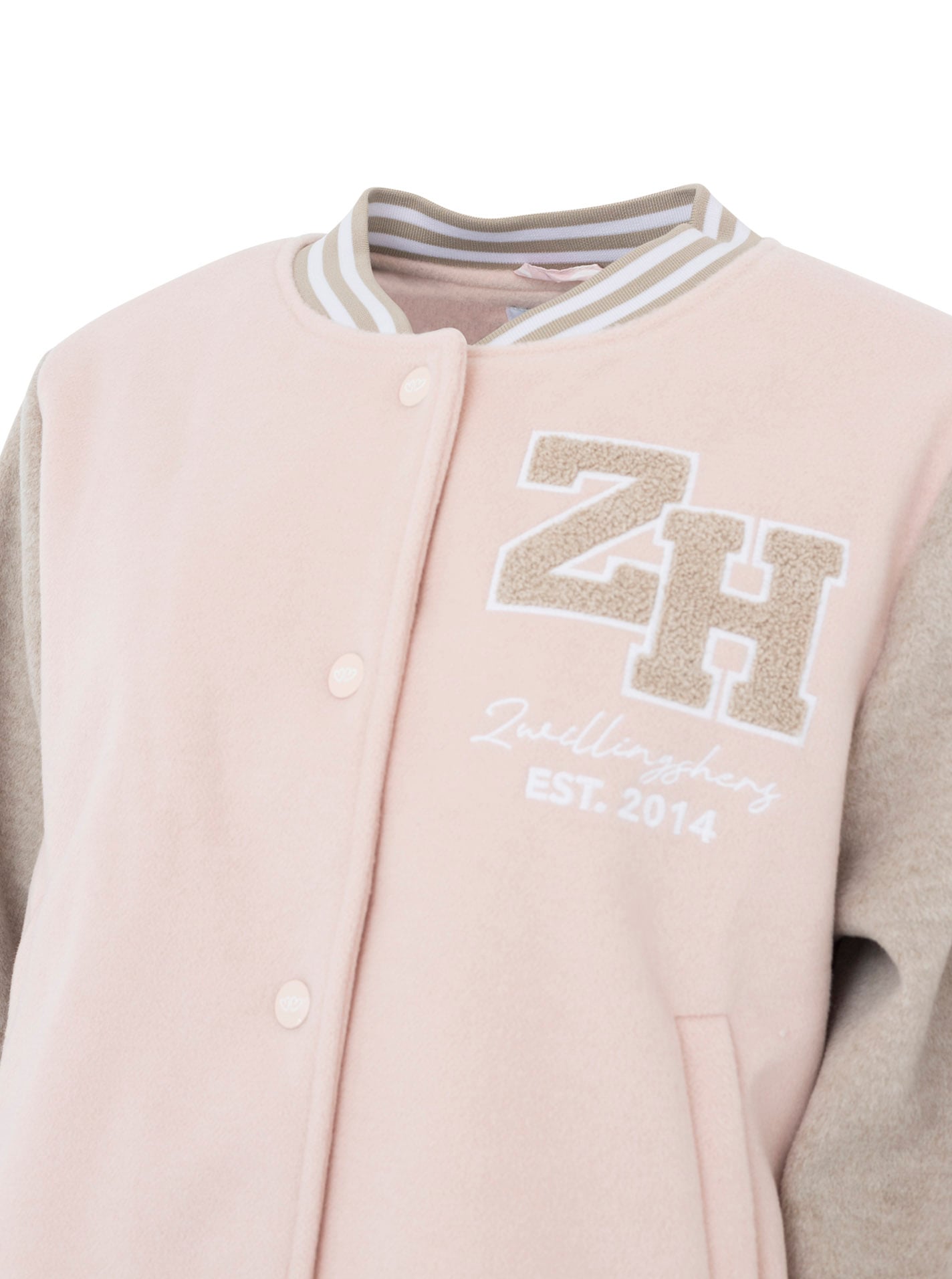Zwillingsherz Bomberjacke »„College Uni“« abgesetzte Ärmel, gestreifte Bündchen, Eingriffstaschen, Aufnäher