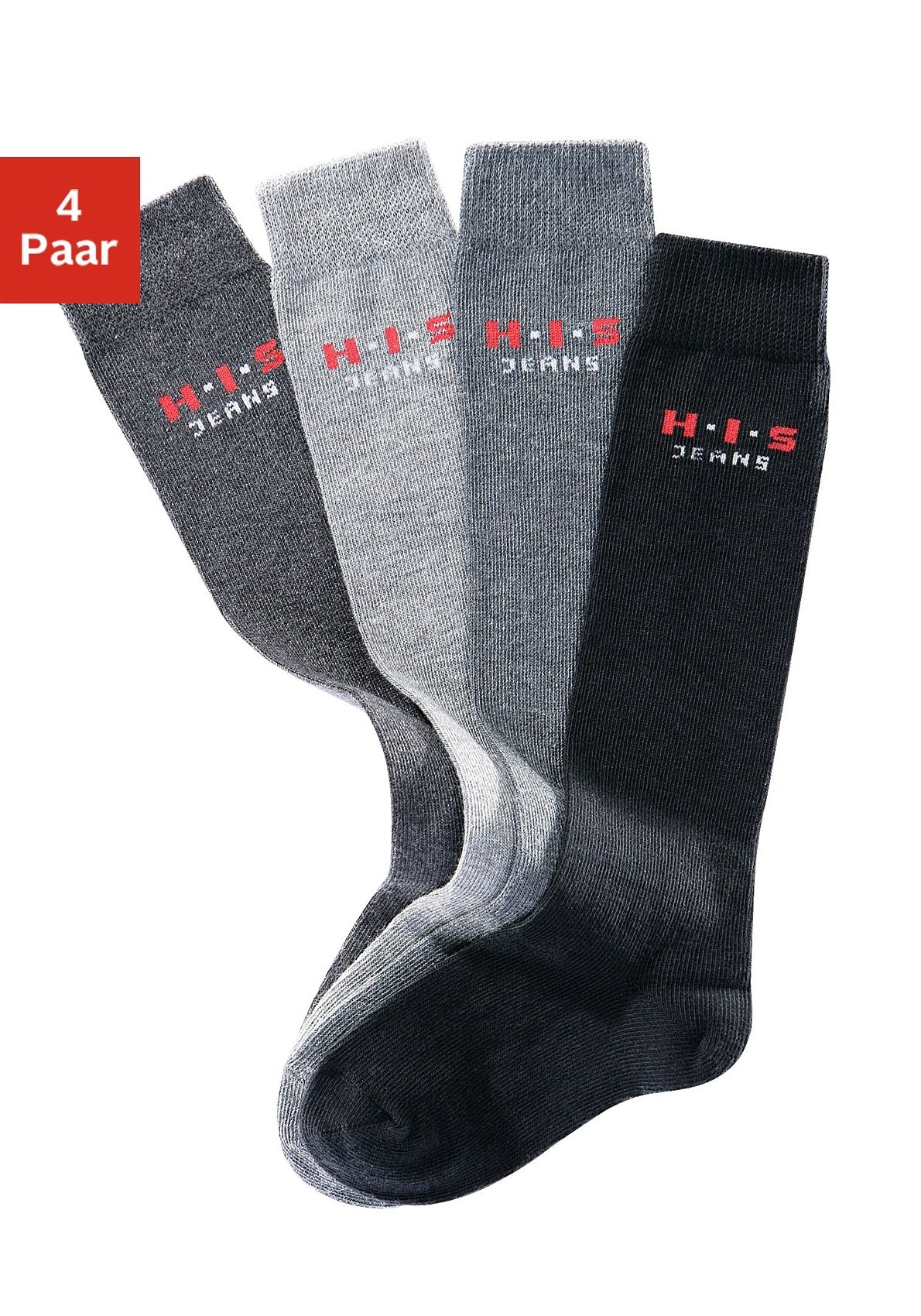 H.I.S Kniestrümpfe, (4 Paar), mit verstärkten Belastungszonen auf Rechnung  bestellen | Lange Socken