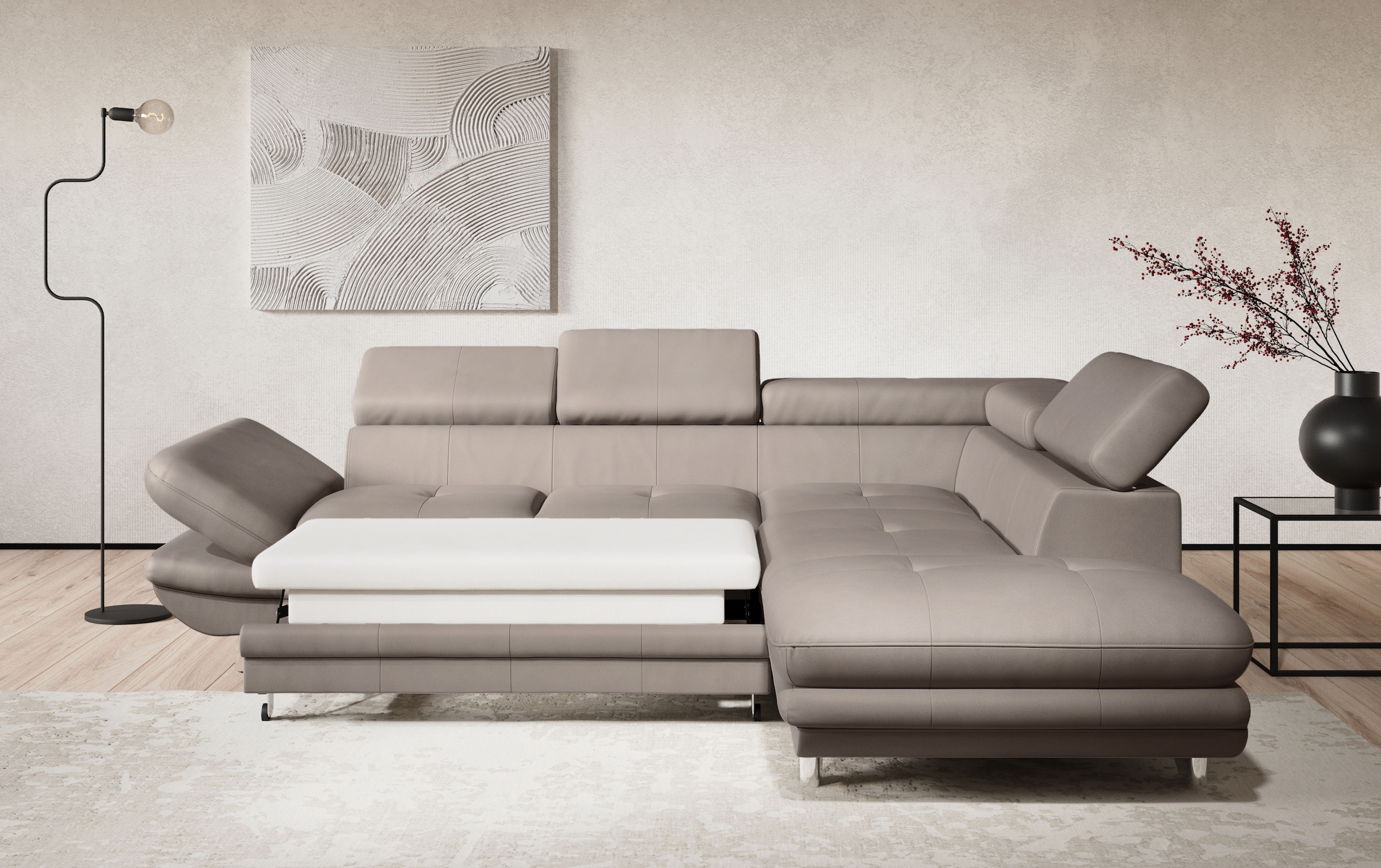 COTTA Ecksofa »Enterprise L-Form«, mit Arm- & Kopfteilverstellung, wahlweise mit Bettfunktion