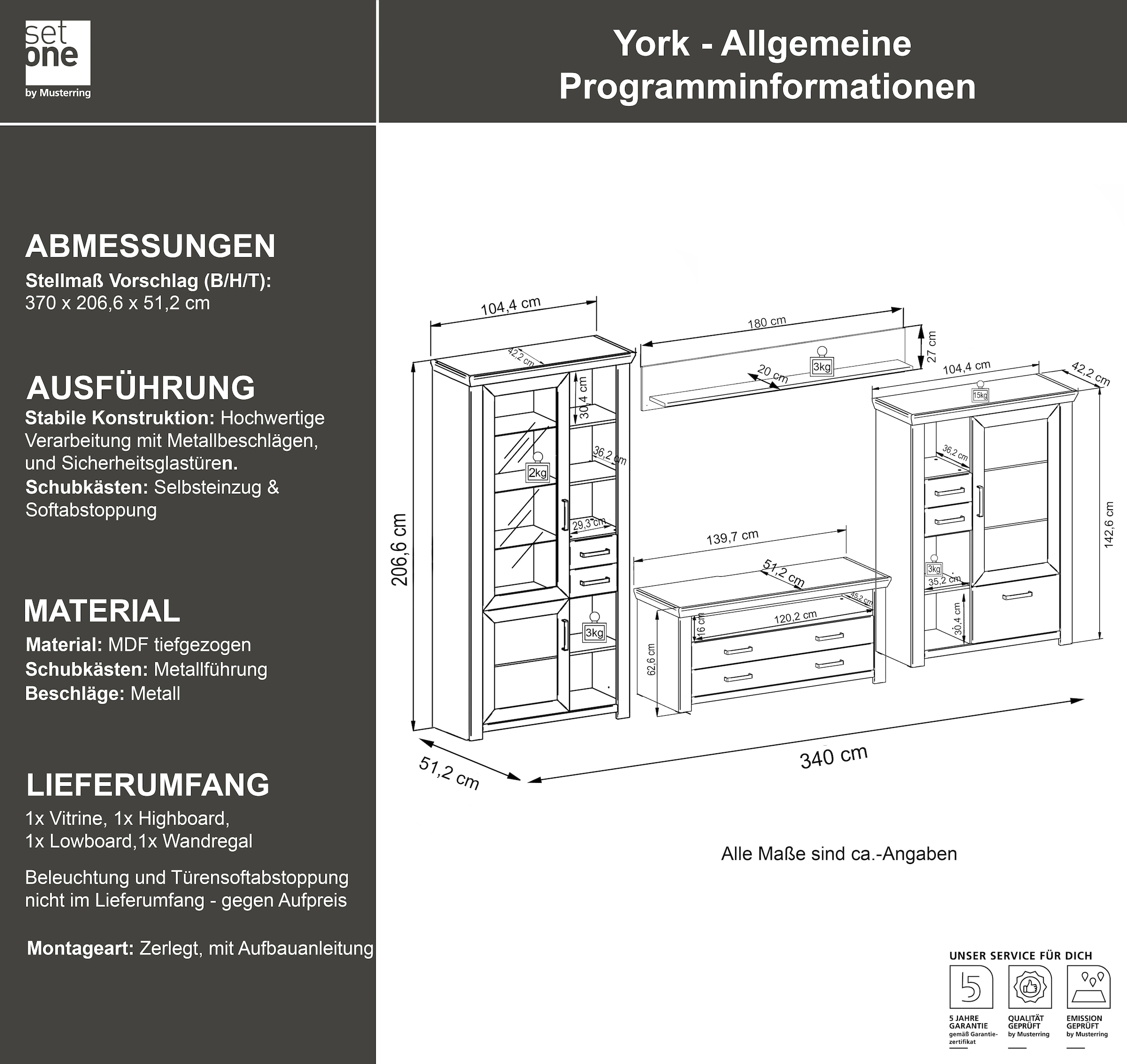 set one by Musterring Wohnwand »York« 4 Stk. tlg.
