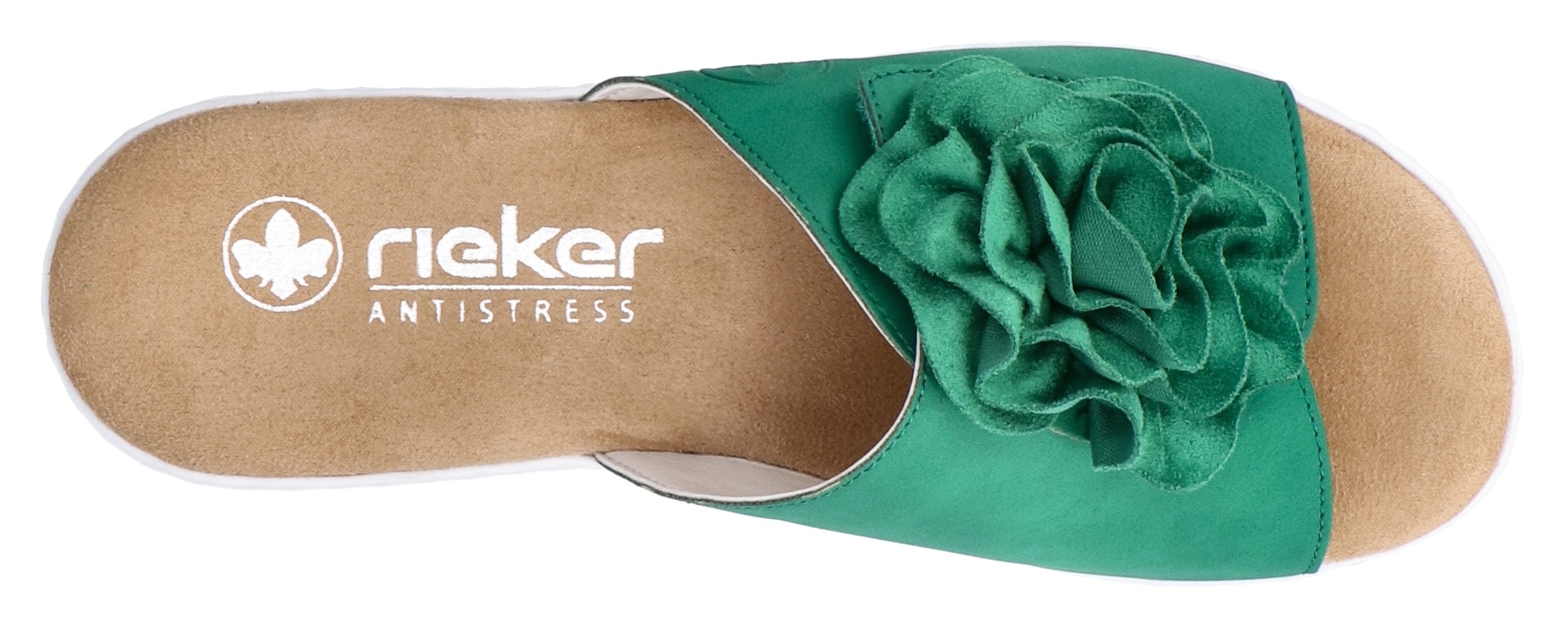 Rieker Pantolette, Sommerschuh, Poolslide, Strandschuh, Keilabsatz, mit Klettverschluss