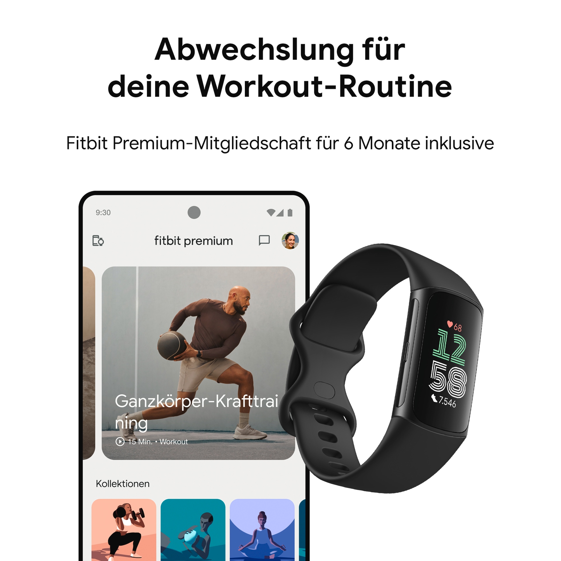 fitbit by Google Fitnessuhr »Charge 6«, Fitnesstracker GPS EKG SpO2 Google Wallet Maps Youtube Music)