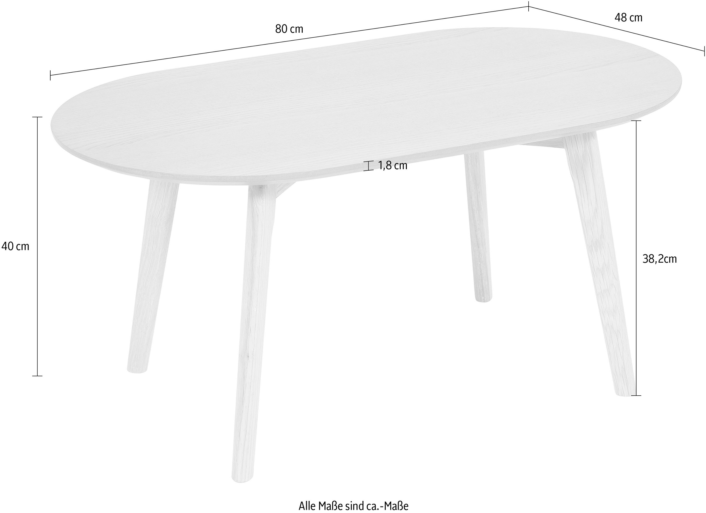 Homexperts Couchtisch »Lina«, (BxT) 85x48 cm, oval, aus Massivholz Eiche