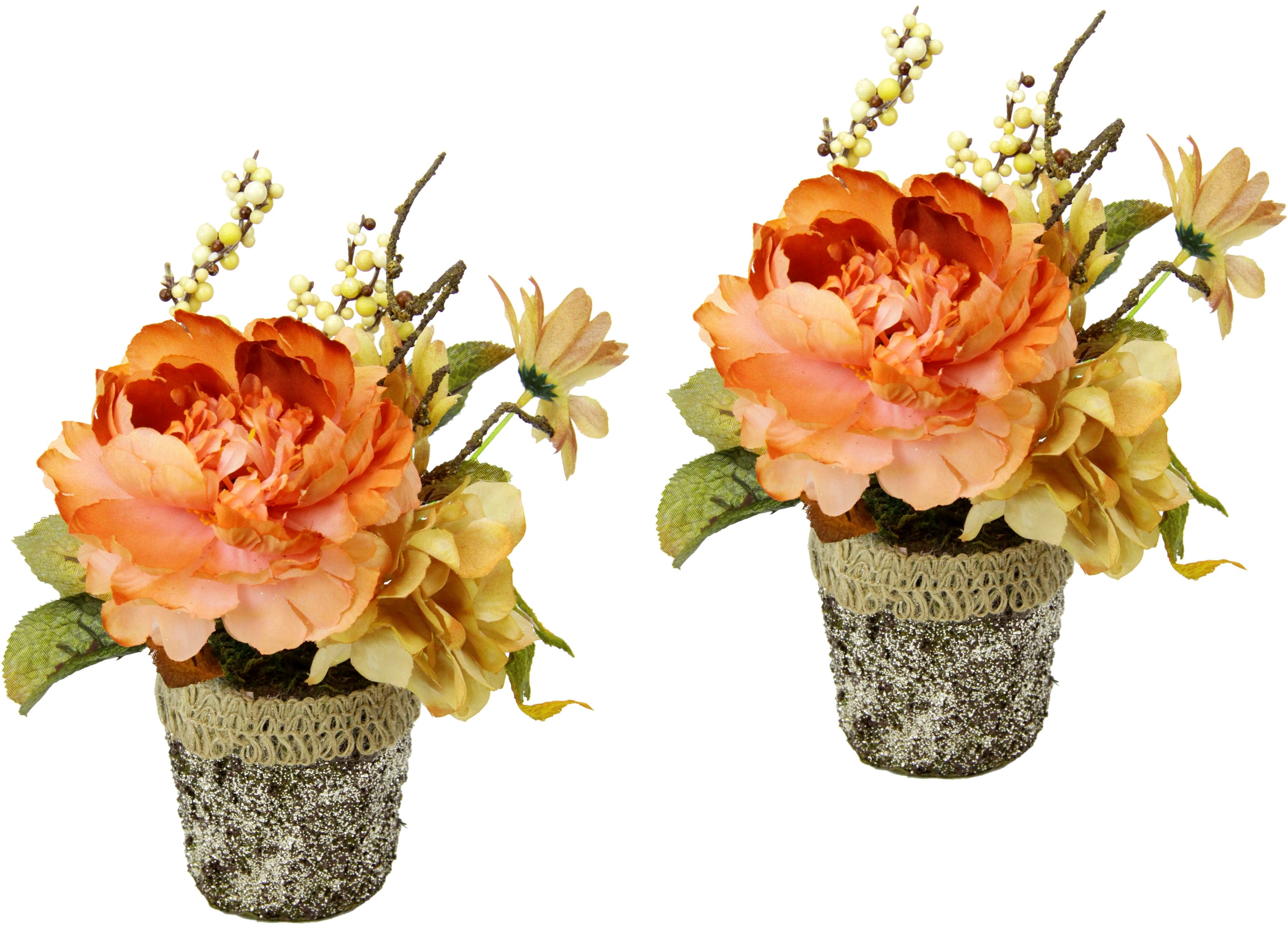 I.GE.A. Kunstpflanze »Gesteck aus Chrysantheme«, Im Topf, 2er Set