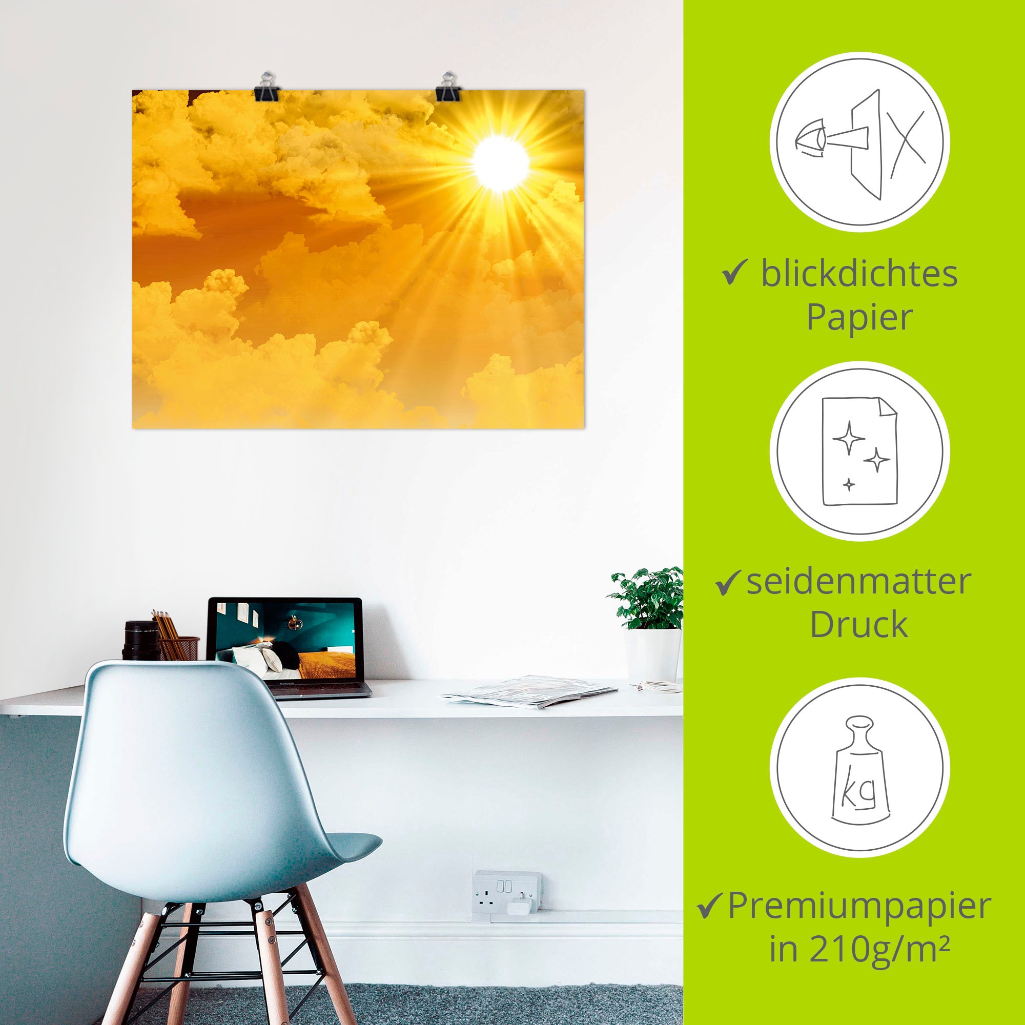Artland Wandbild »Warme Sonnenstrahlen«, Himmel, (1 St.), als Leinwandbild, Poster, Wandaufkleber in verschied. Größen