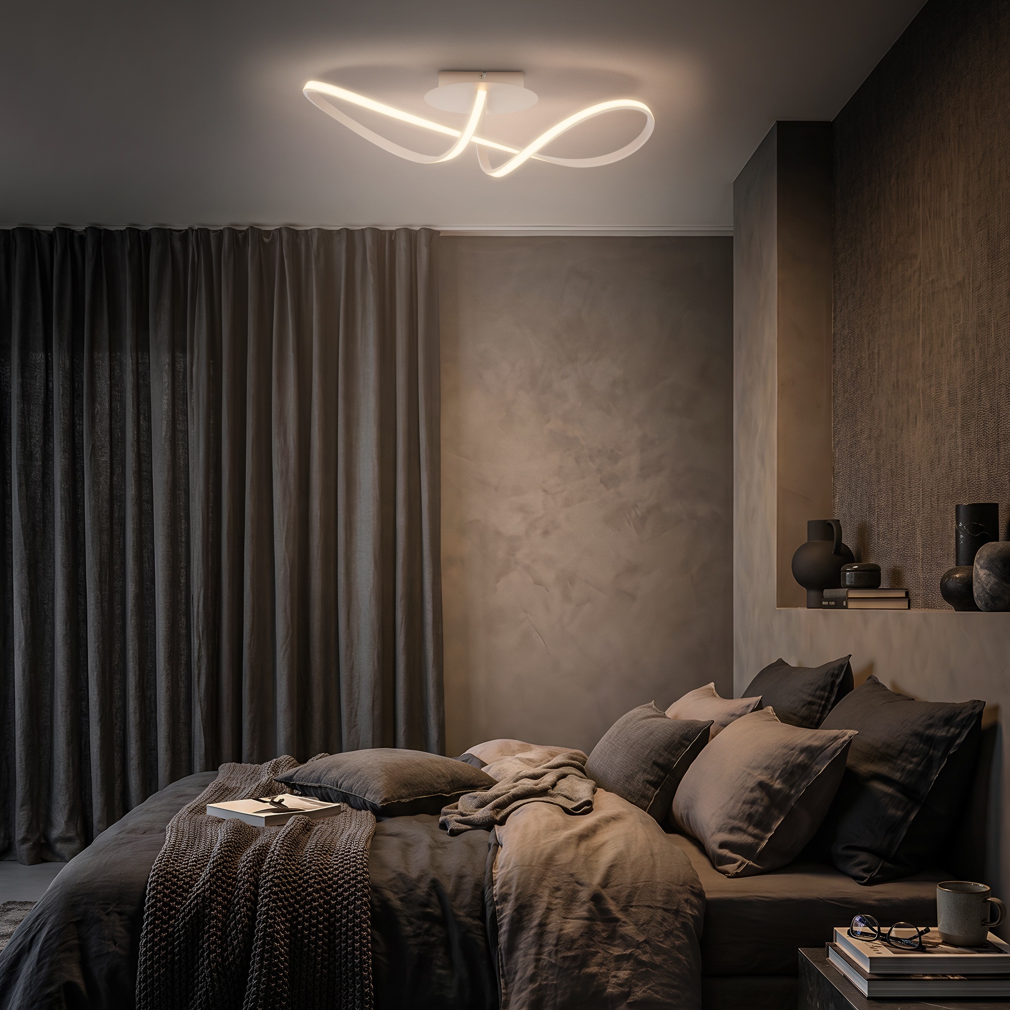Briloner Leuchten LED Deckenleuchte »SWIRL« LED-Modul 1 Stk. Warmweiß 63x19x16,5 cm, Wohnzimmer, Schlafzimmer