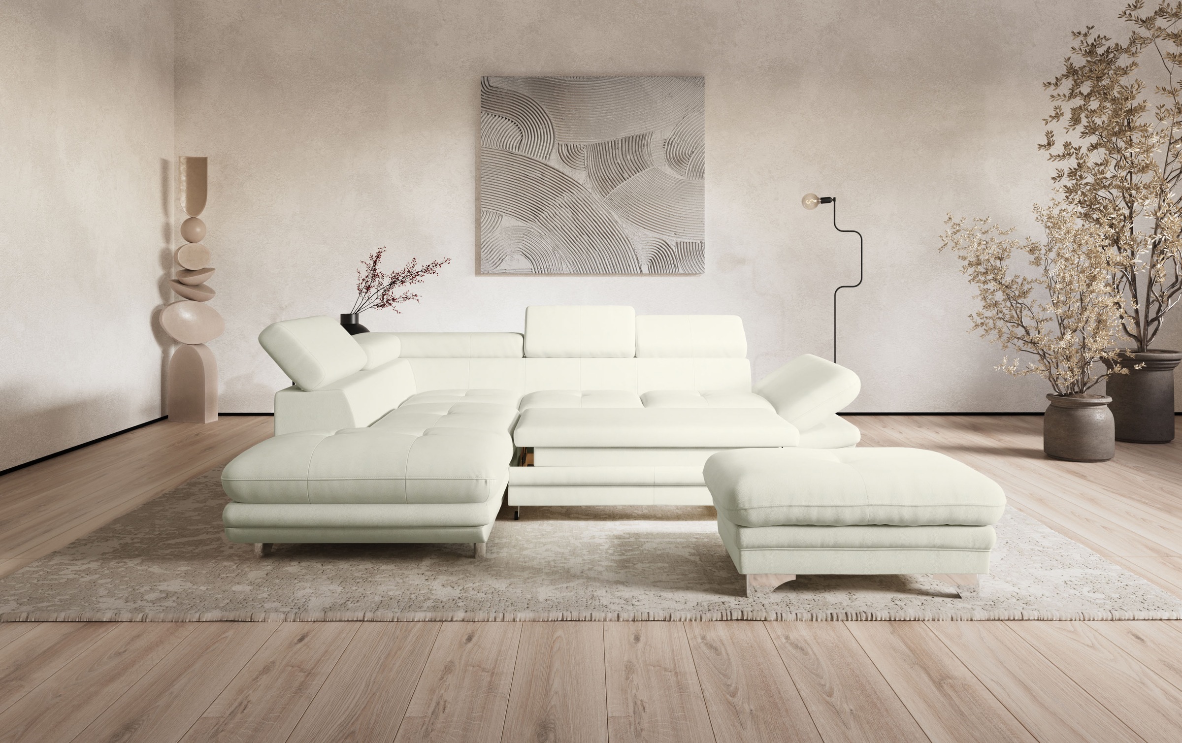 COTTA Ecksofa »Enterprise L-Form«, mit Arm- & Kopfteilverstellung, wahlweise mit Bettfunktion