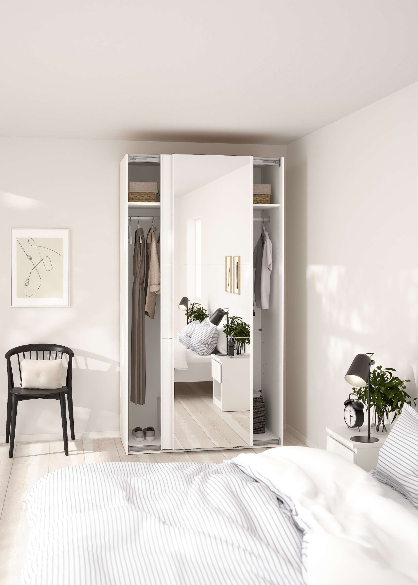 Home affaire Schwebetürenschrank »Como, Kleiderschrank, Schlafzimmerschrank« 1 Schwebetür, 1 Spiegelschiebetür, Kleiderstange, Einlegeboden